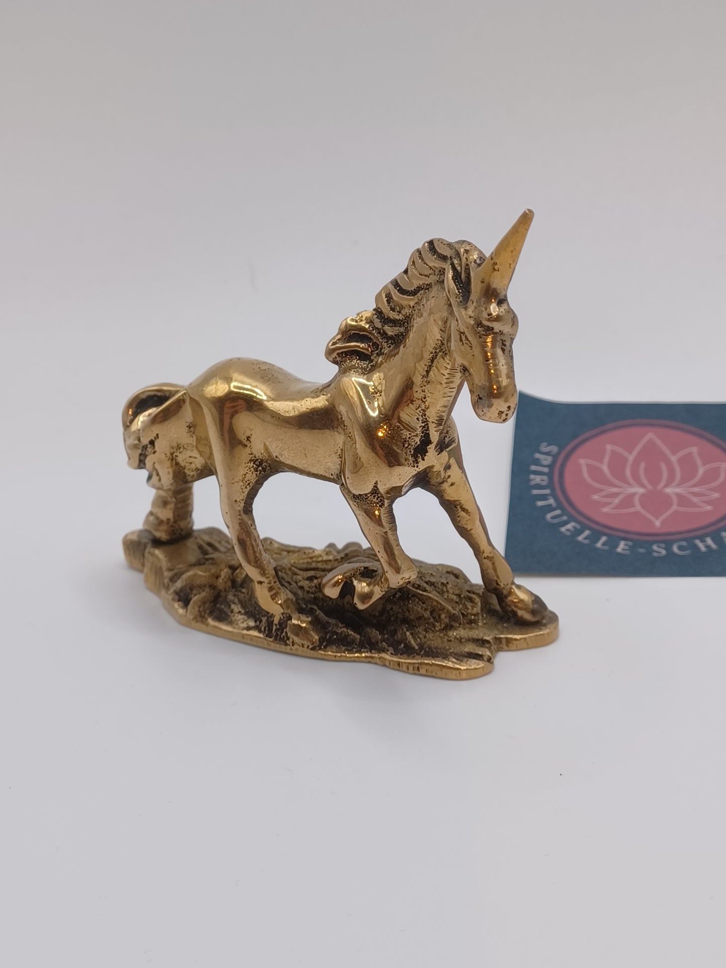 Goldhorn- Einhorn aus Messing, poliert 150 g , Höhe: 6 cm, Länge: 7 cm