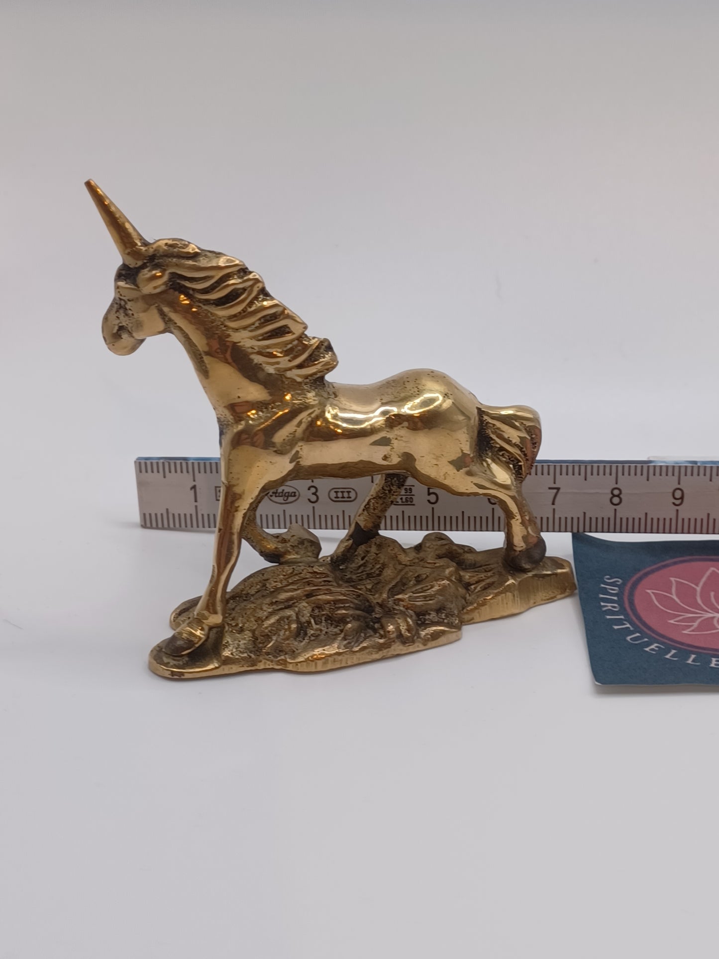 Goldhorn- Einhorn aus Messing, poliert 150 g , Höhe: 6 cm, Länge: 7 cm