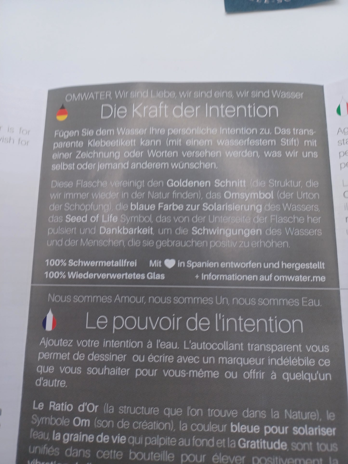 Om Wasserflasche Mini 0,5 Liter Höhe 22 cm