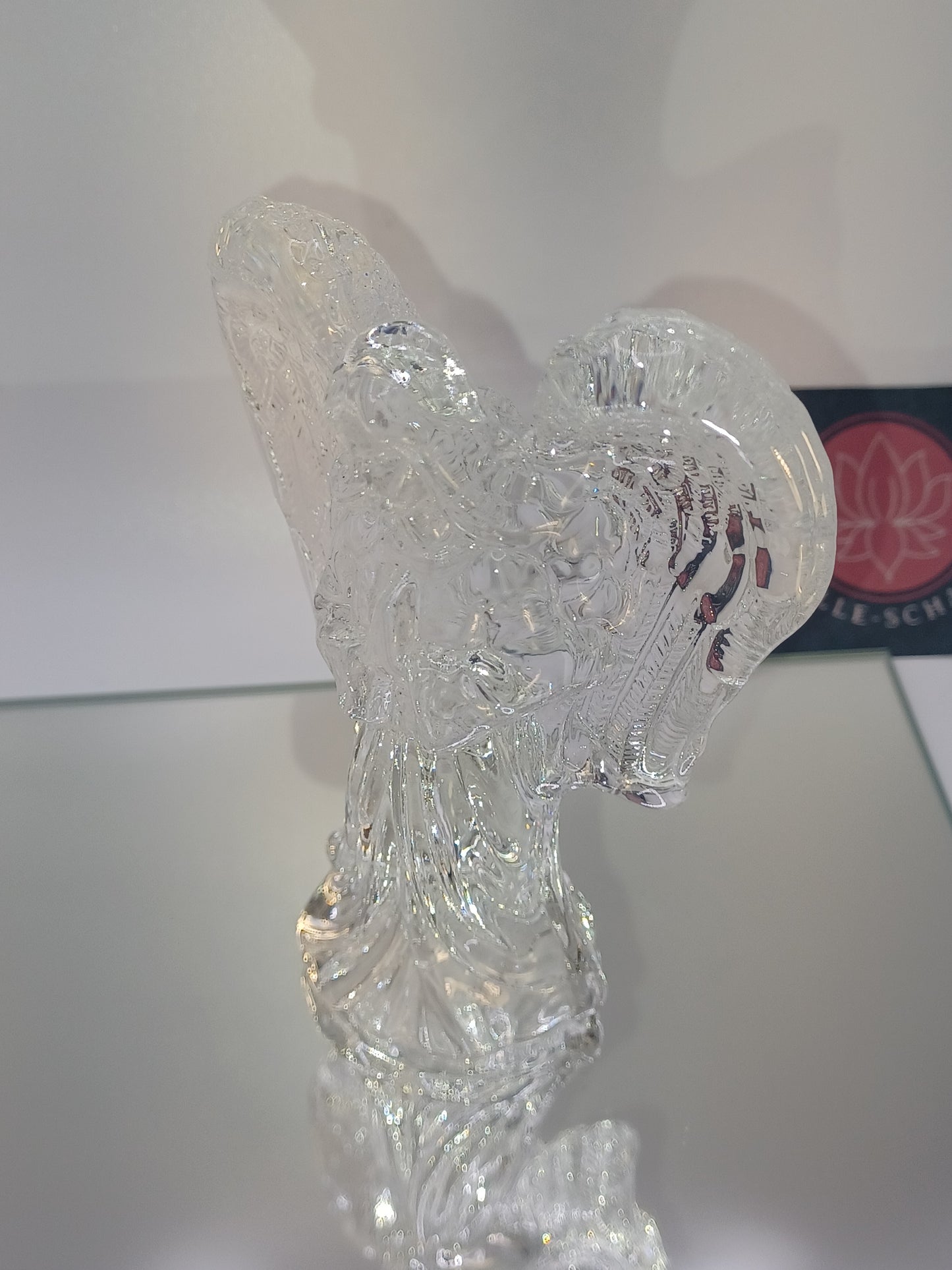 Engel aus Glas mit Milchglasflügel 10,4 x 7 x 3 cm Figur