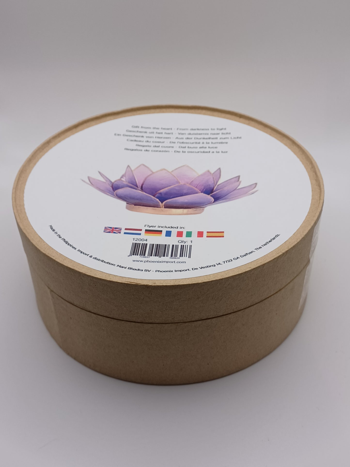 Lotus Teelichthalter violett Capiz Muscheln 13,5 cm