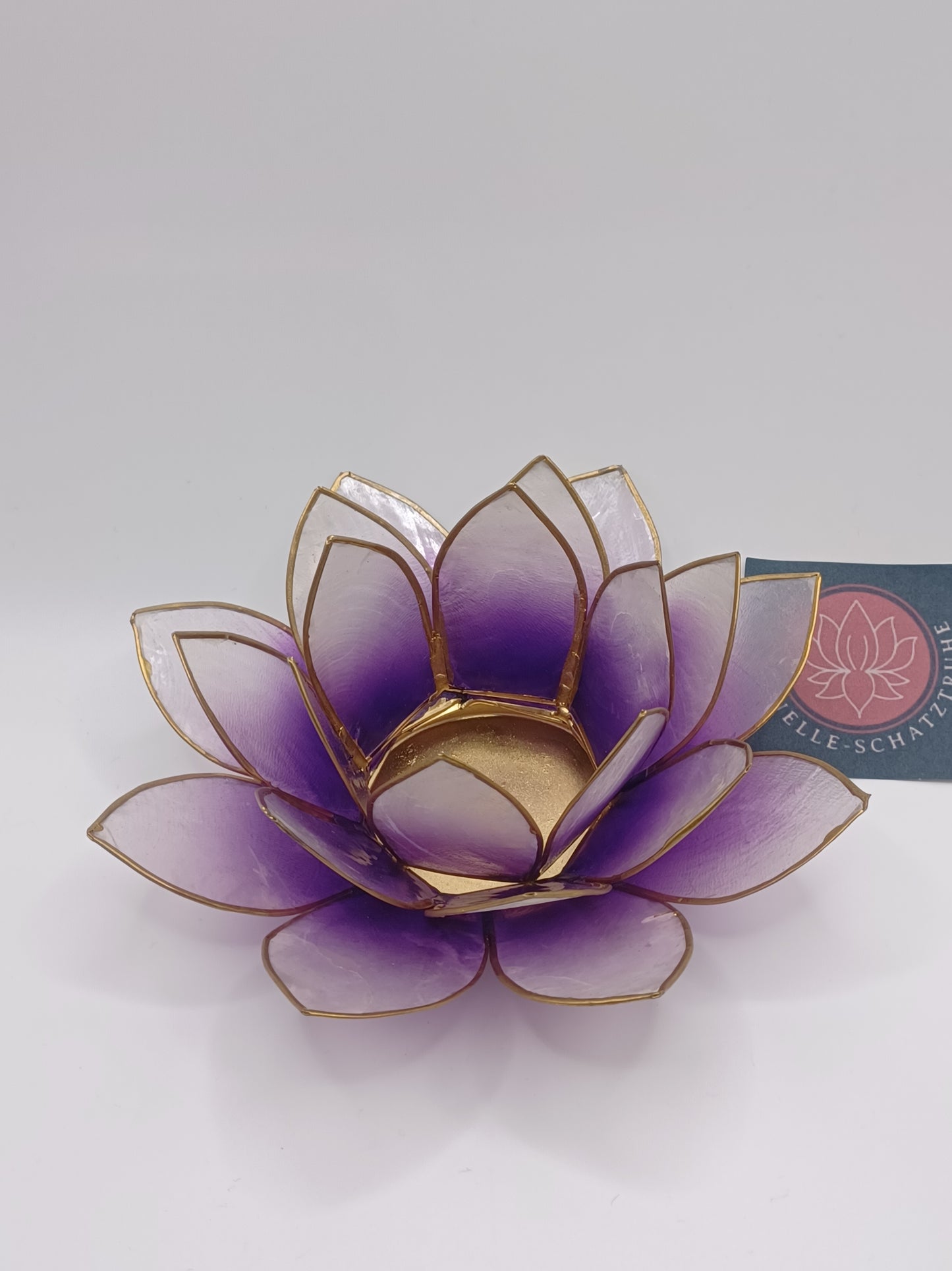 Lotus Teelichthalter violett Capiz Muscheln 13,5 cm