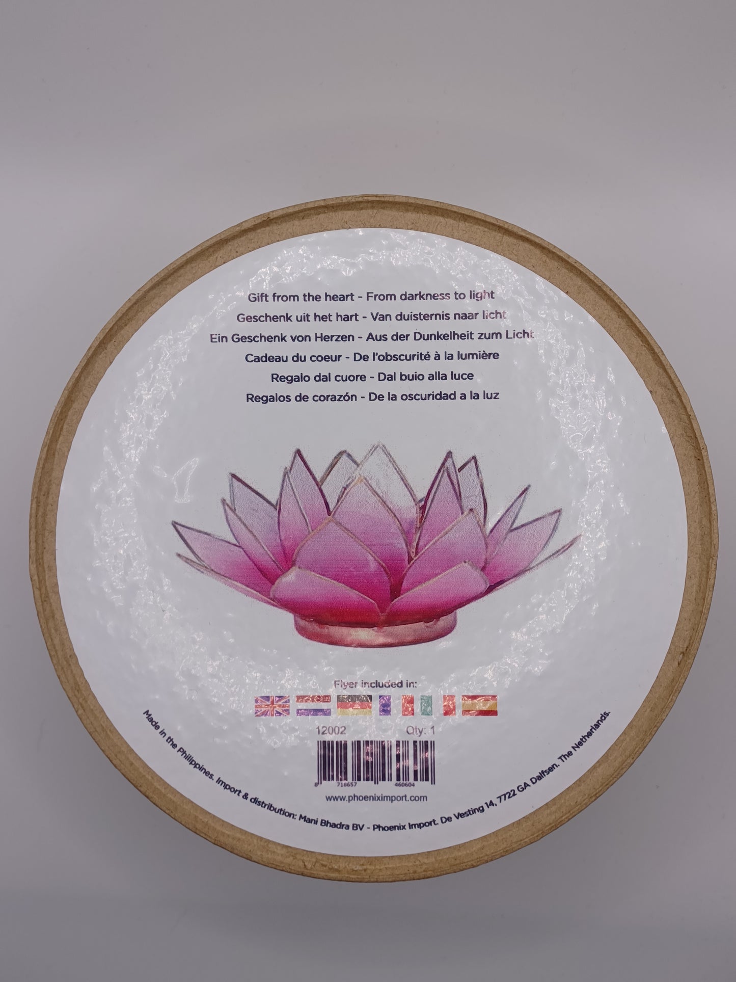 Lotus Teelichthalter rosa weiß goldfarbig 13,5 cm Capiz Muscheln
