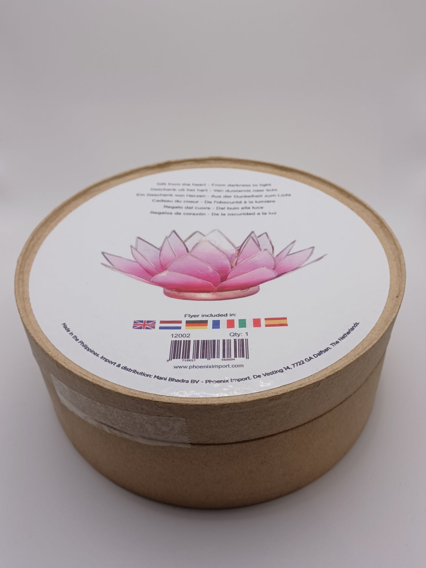 Lotus Teelichthalter rosa weiß goldfarbig 13,5 cm Capiz Muscheln