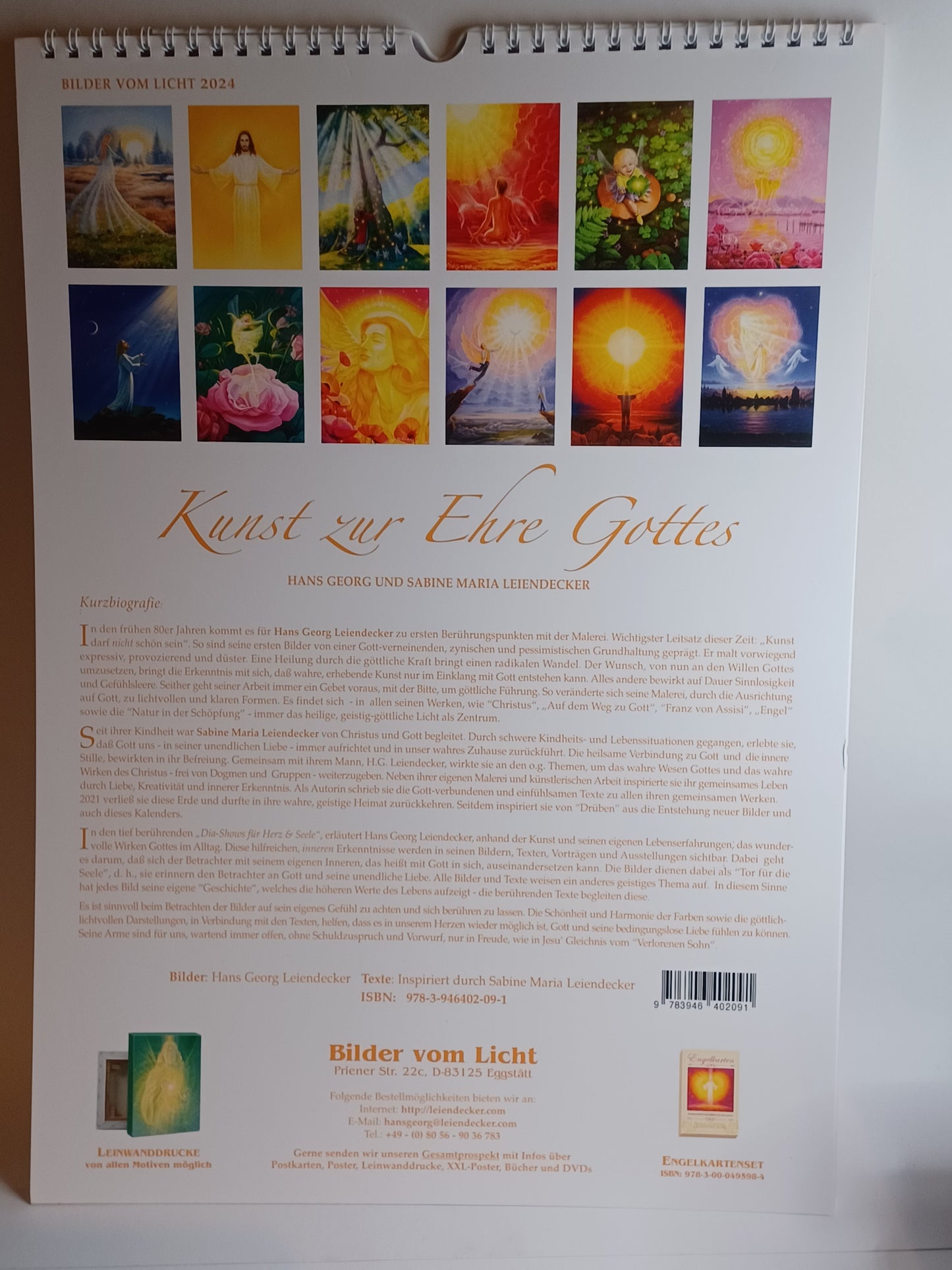 Kalender Wandkalender Bilder vom Licht 2024 H.G. Leiendecker Engel, Christus...