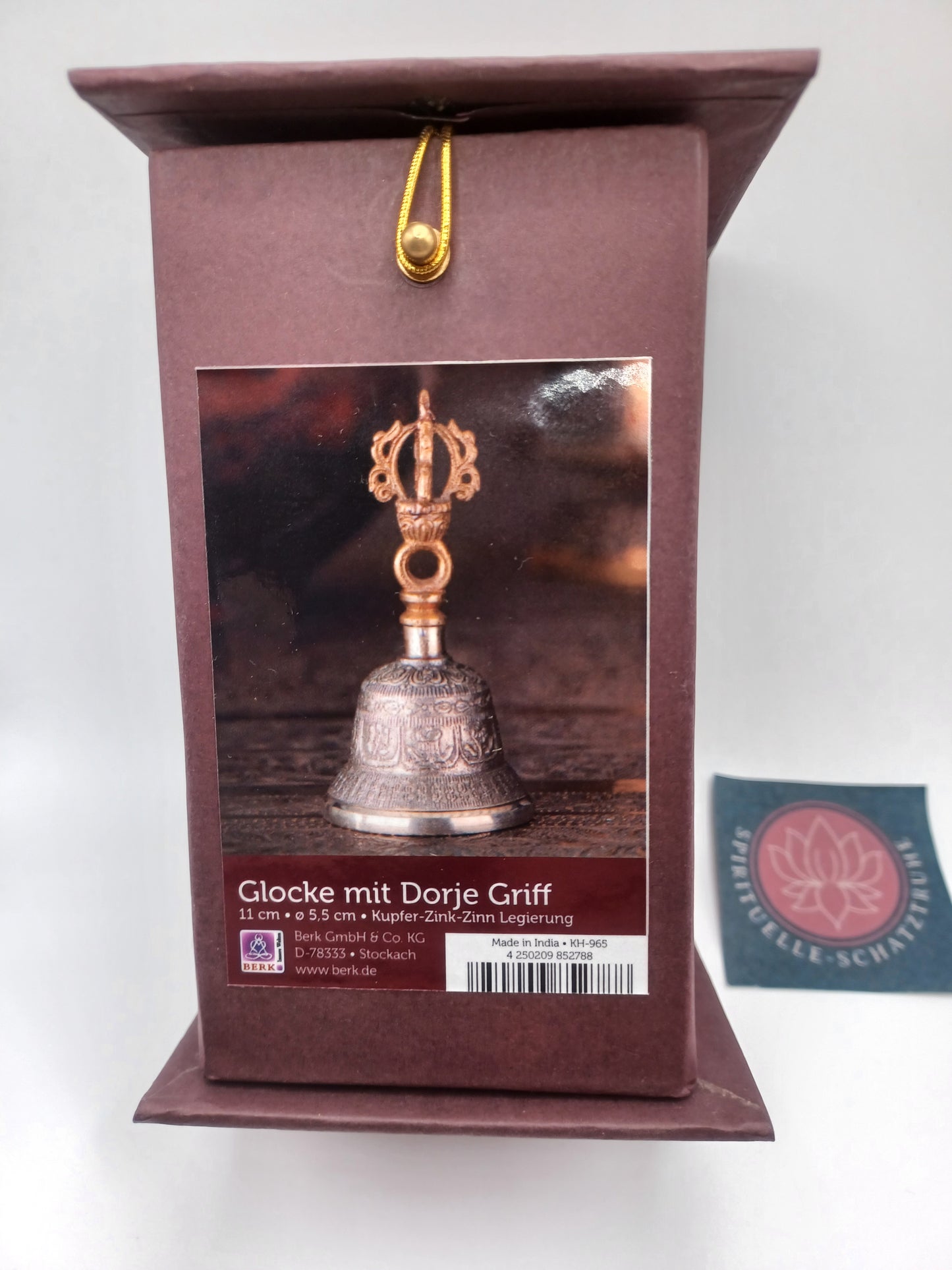 Glocke 11 cm Durchmesser 5,5 cm mit Dorje Griff Kupfer Zink Zinn Legierung