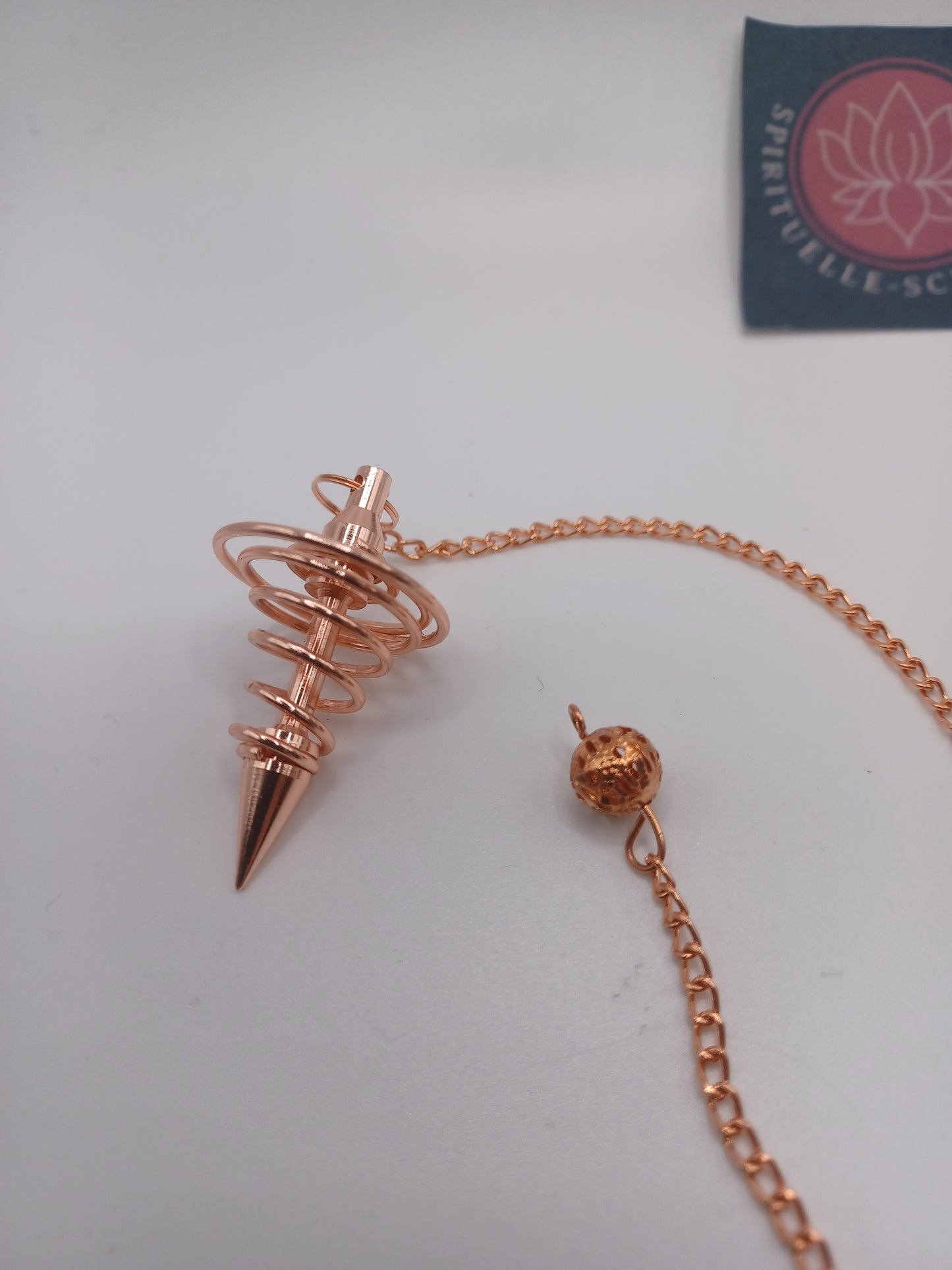 Spiralpendel verkupfert Messing mit Kette 10 g Pendel