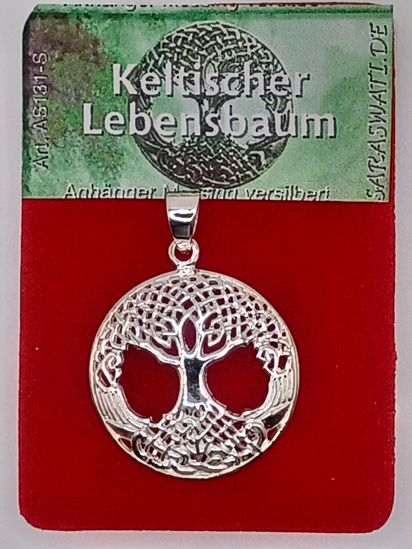 Anhänger keltischer Lebensbaum Messing versilbert