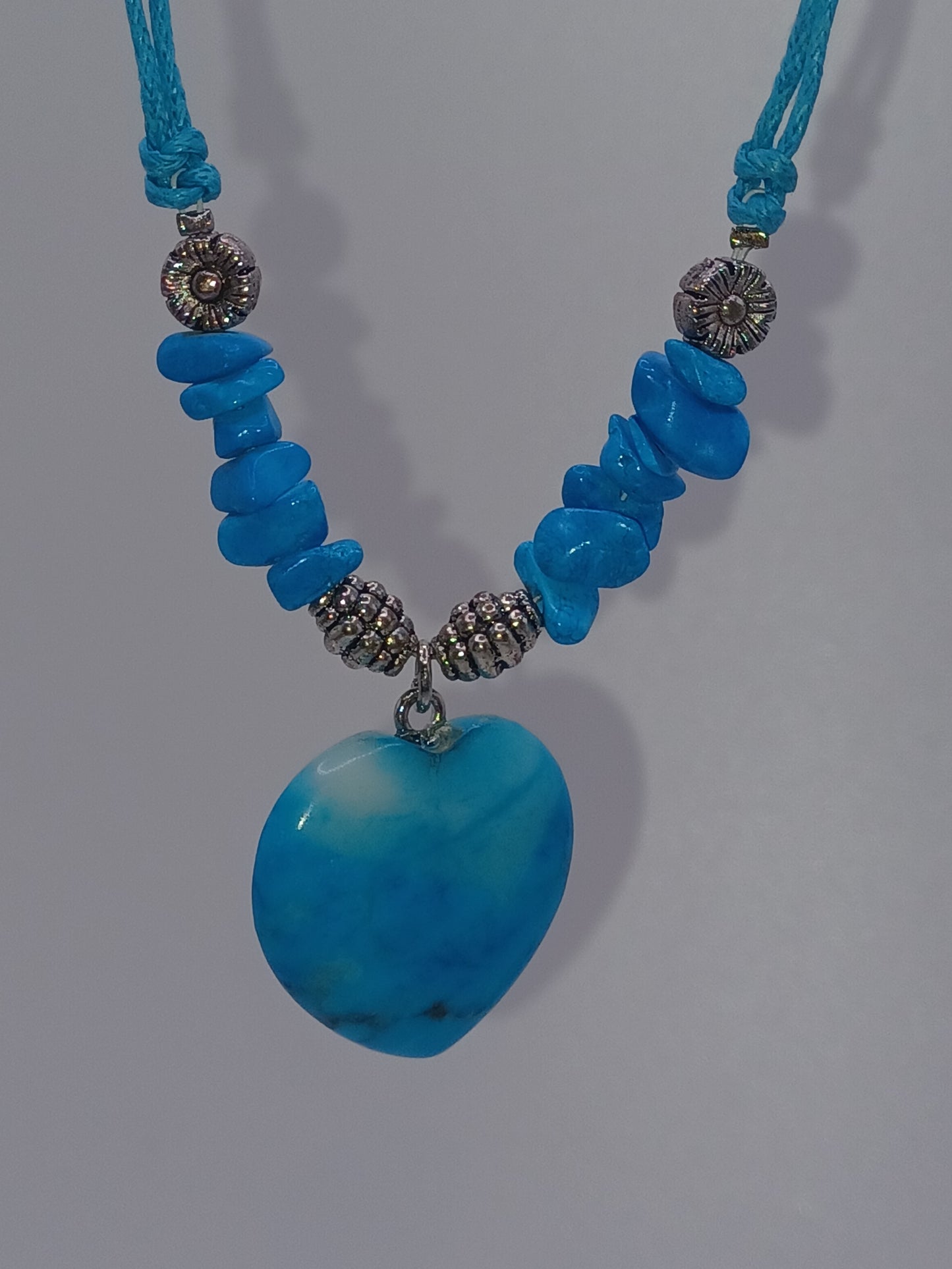 Herz Collier Turquenit Herz ca. 2,5 cm mit passender Stoffkordel