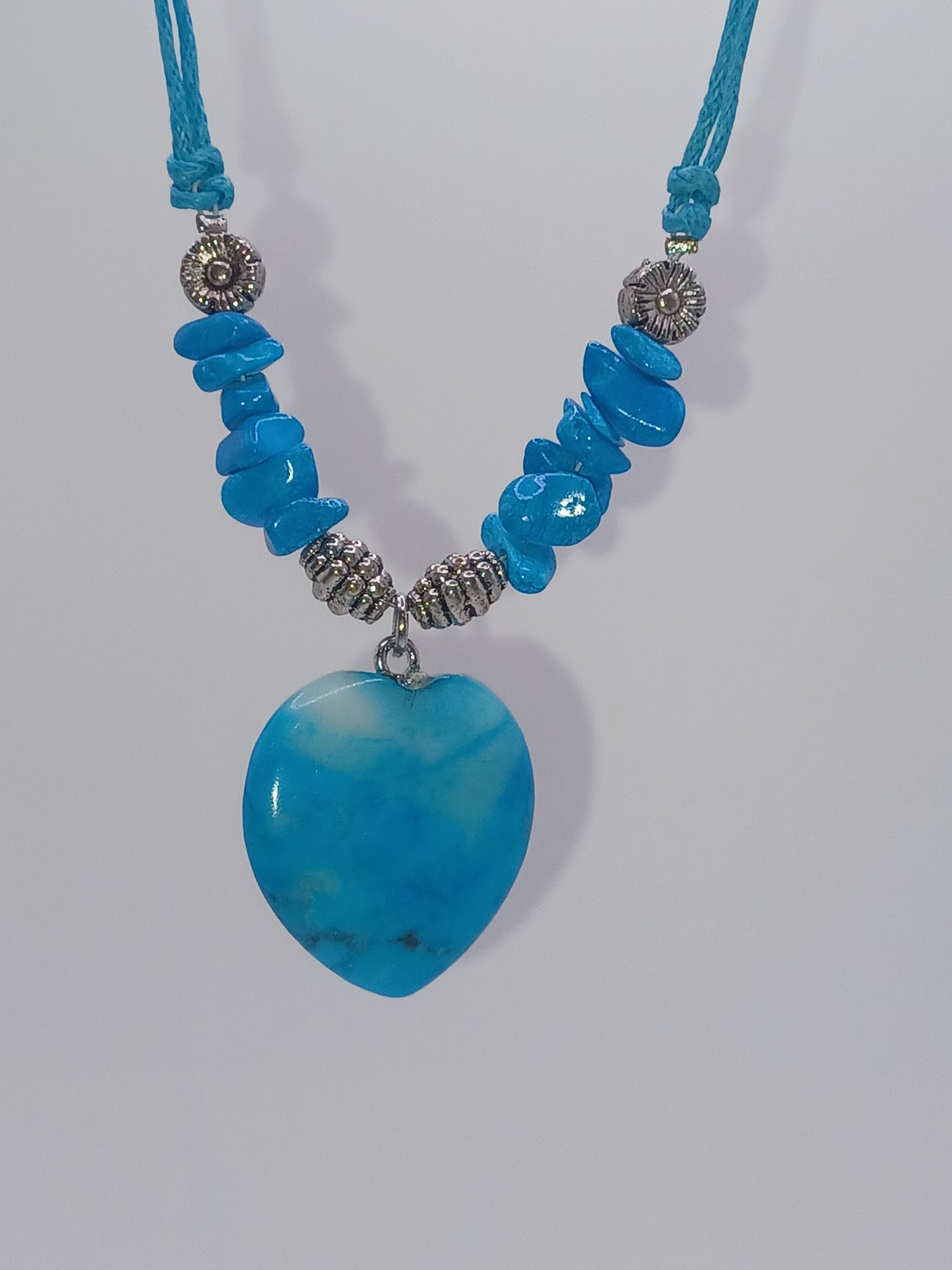 Herz Collier Turquenit Herz ca. 2,5 cm mit passender Stoffkordel