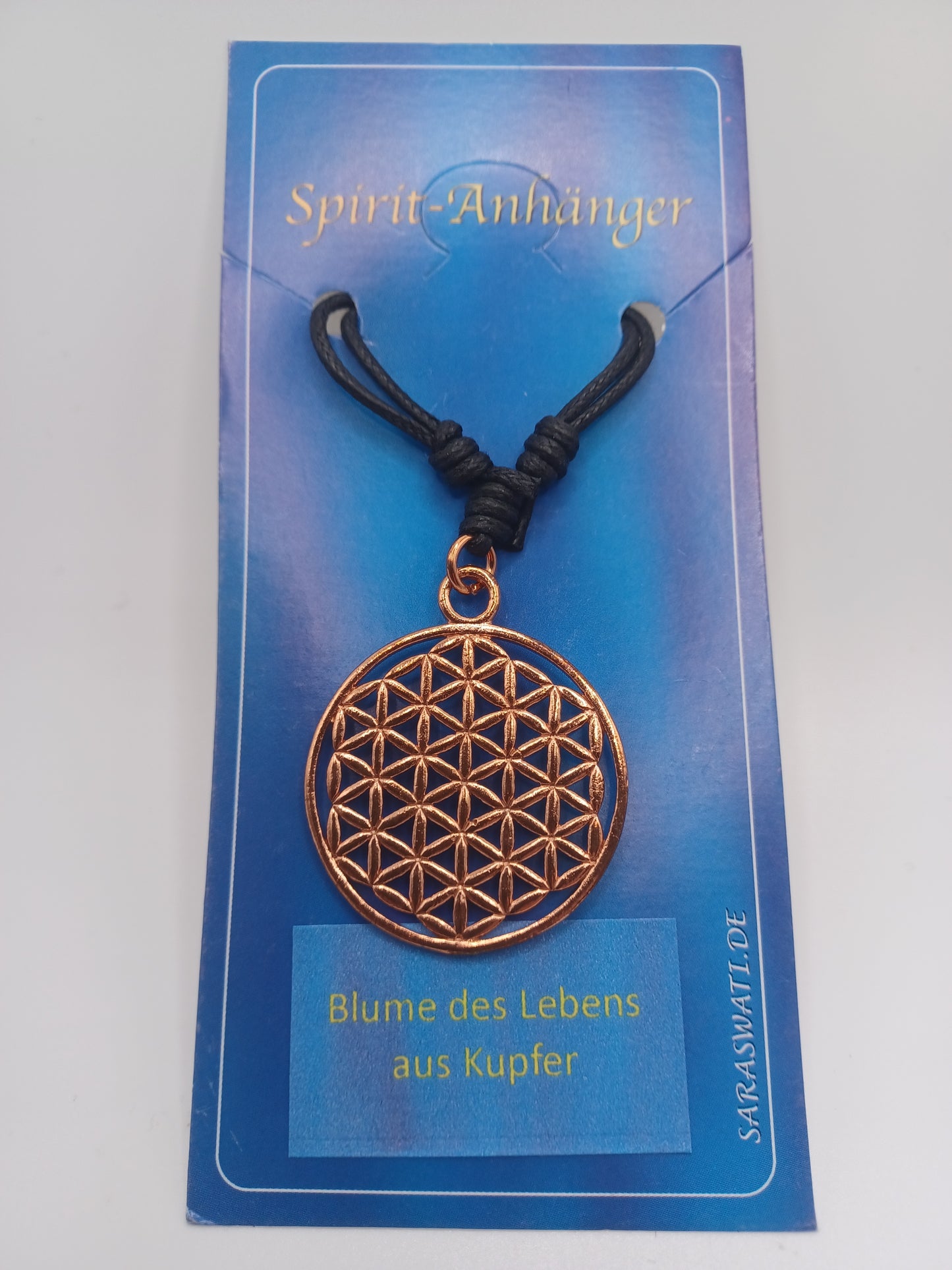 Anhänger Blume des Lebens Kupfer 3, 3 cm mit Baumwollband Spirit Anhänger