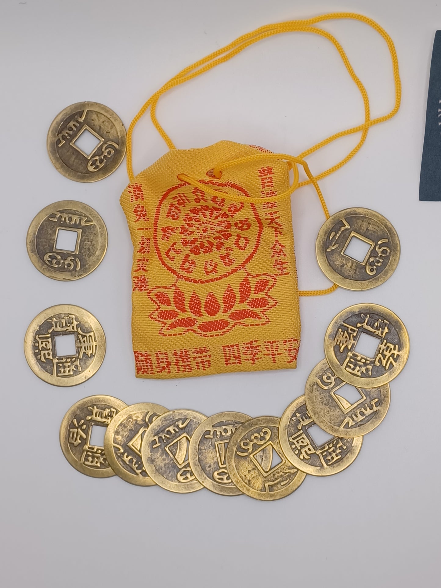 Kleine chinesische Glücksmünzen 12 er Set Feng Shui Durchmesser 2,3 cm