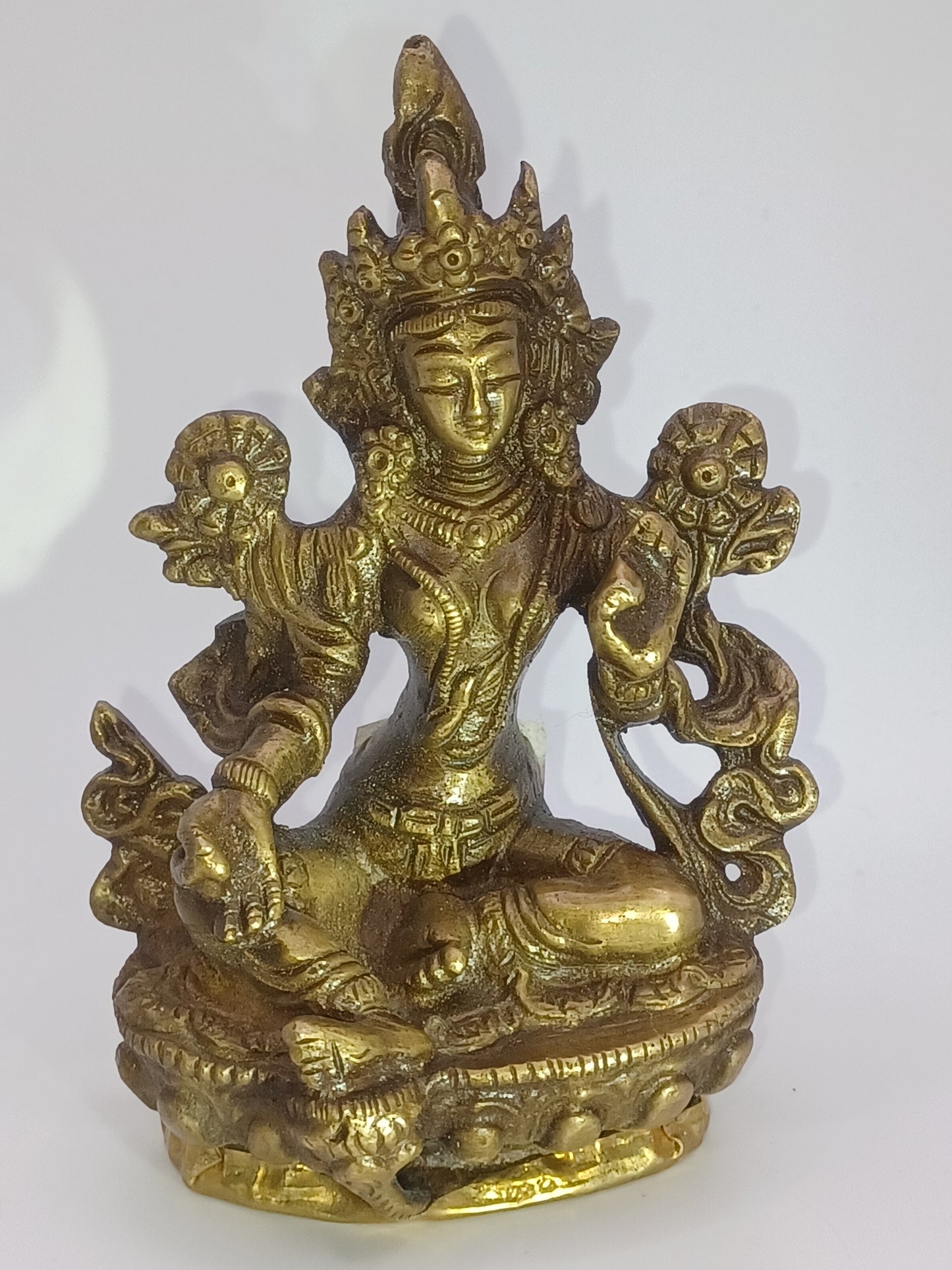 Grüne Tara 9,5 cm Messing Schutz Feng Shui Altarfiguren Schutzpatron