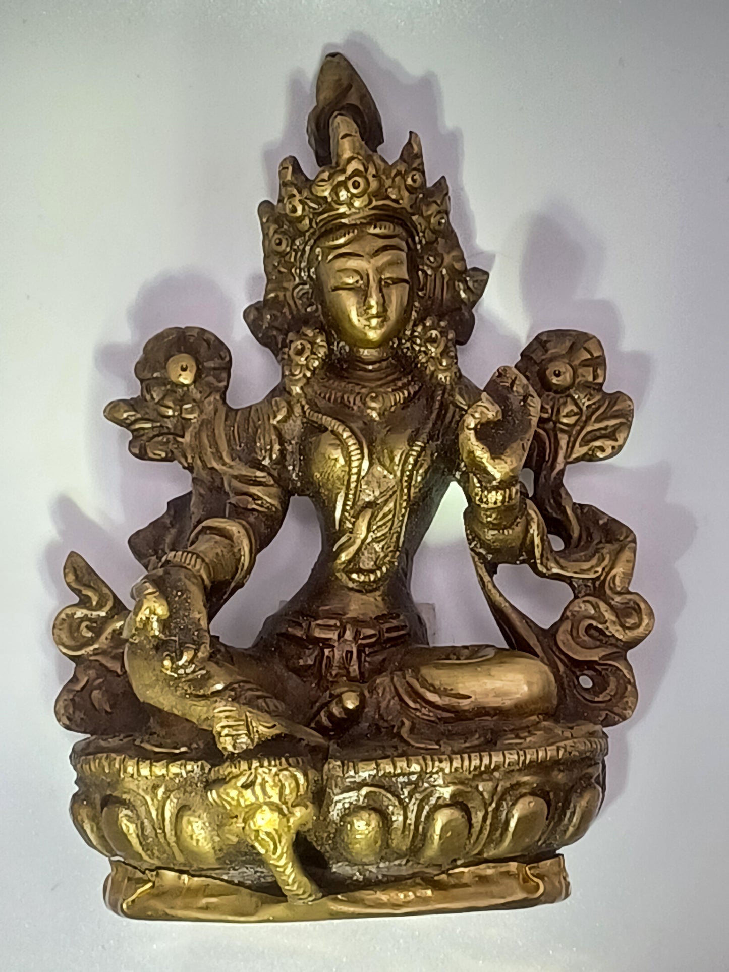Grüne Tara 9,5 cm Messing Schutz Feng Shui Altarfiguren Schutzpatron