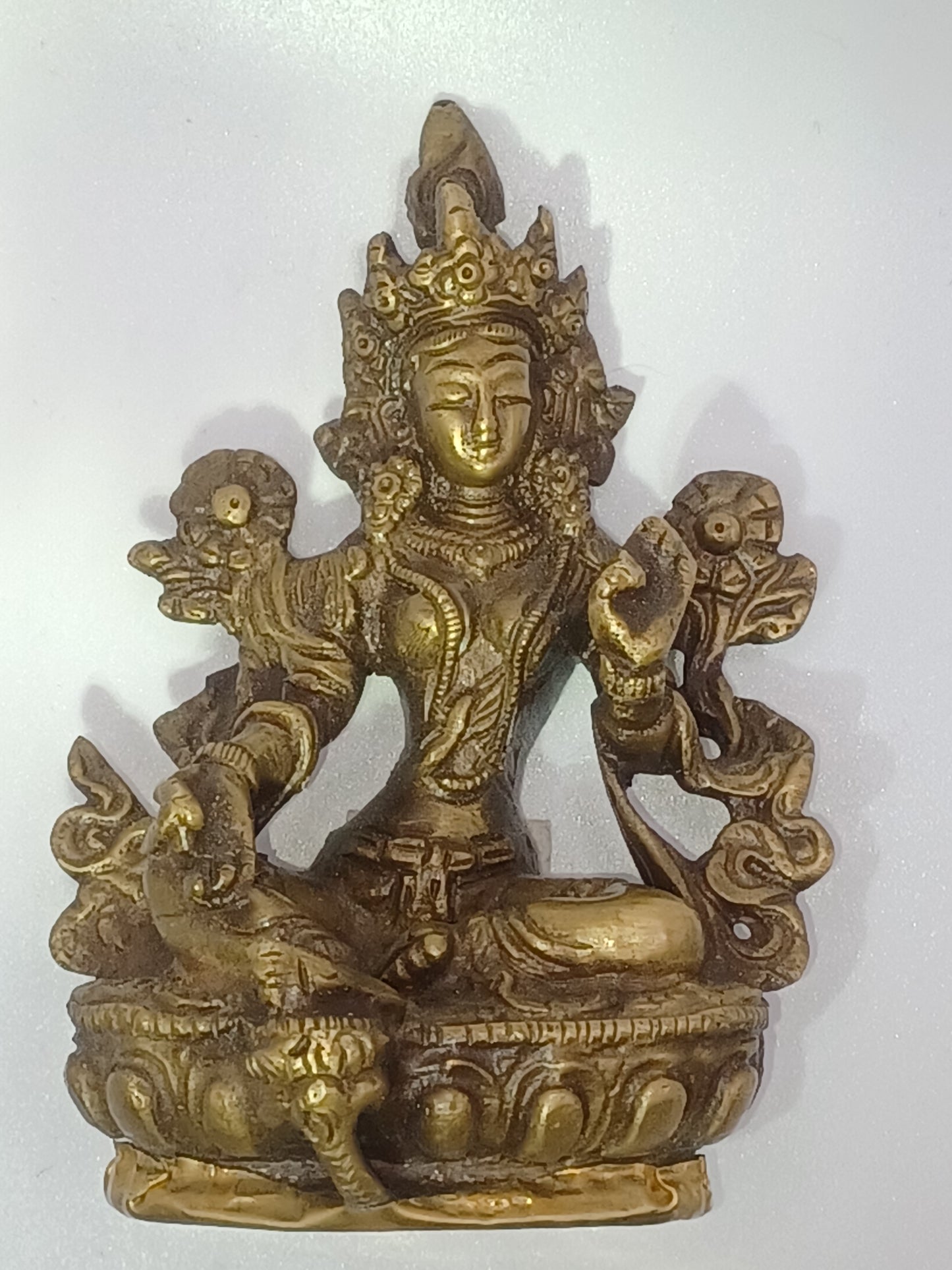 Grüne Tara 9,5 cm Messing Schutz Feng Shui Altarfiguren Schutzpatron