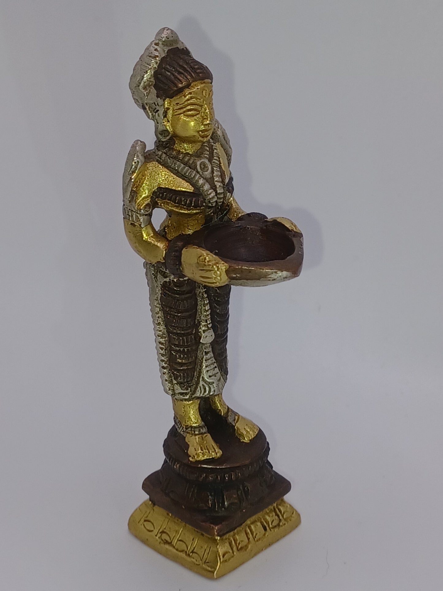 Lakshmi stehend 10,5 cm Messing Kupfer Statue Silber Finiah 180g Feng Shui Göttin Glück