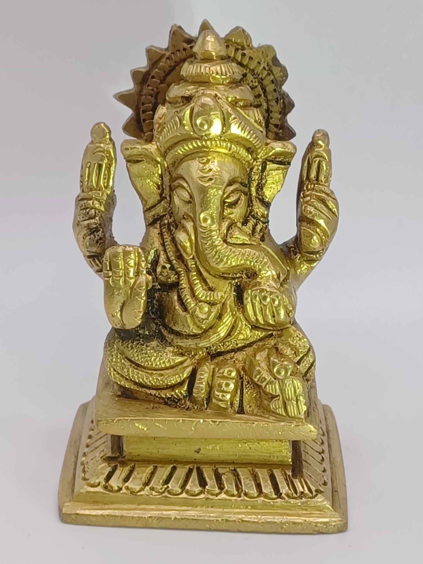 Ganesh Messing in Gold matt finish 7 cm Gott Gottheit Feng Shui Ganesha