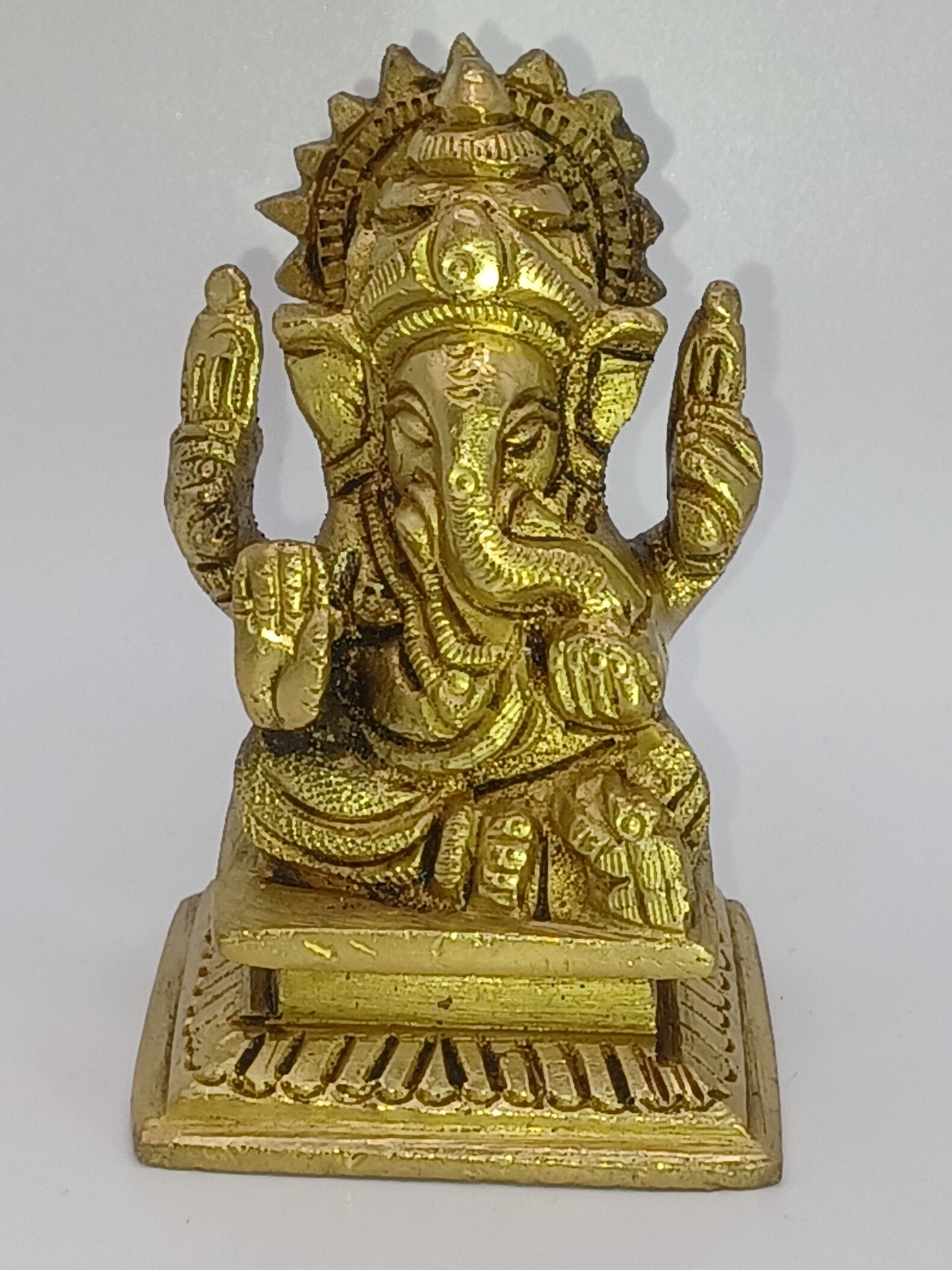 Ganesh Messing in Gold matt finish 7 cm Gott Gottheit Feng Shui Ganesha