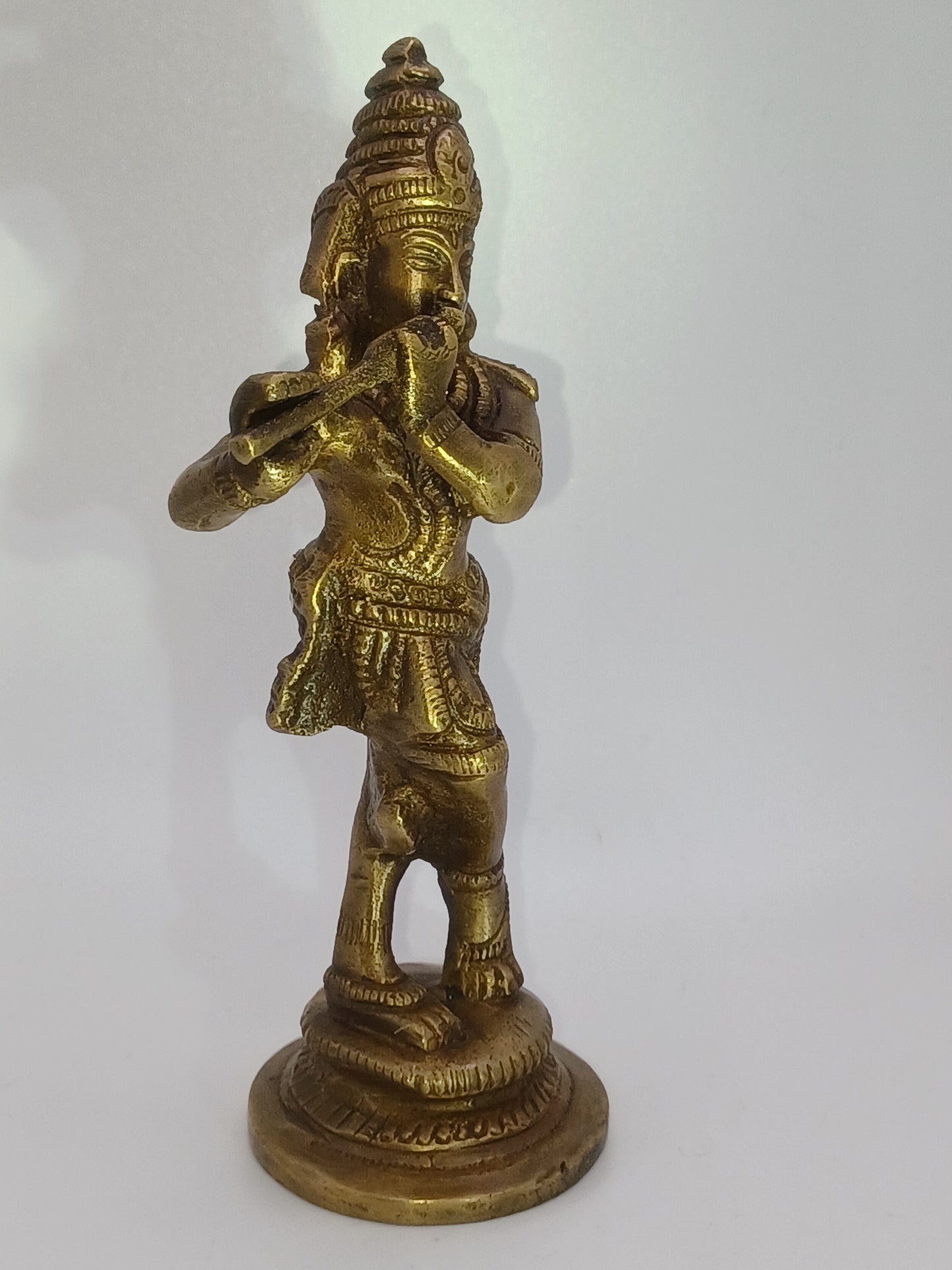 Krishna Messing ca. 12 cm mit Flöte Gottheit Feng Shui Figur, Skulptur, Statue