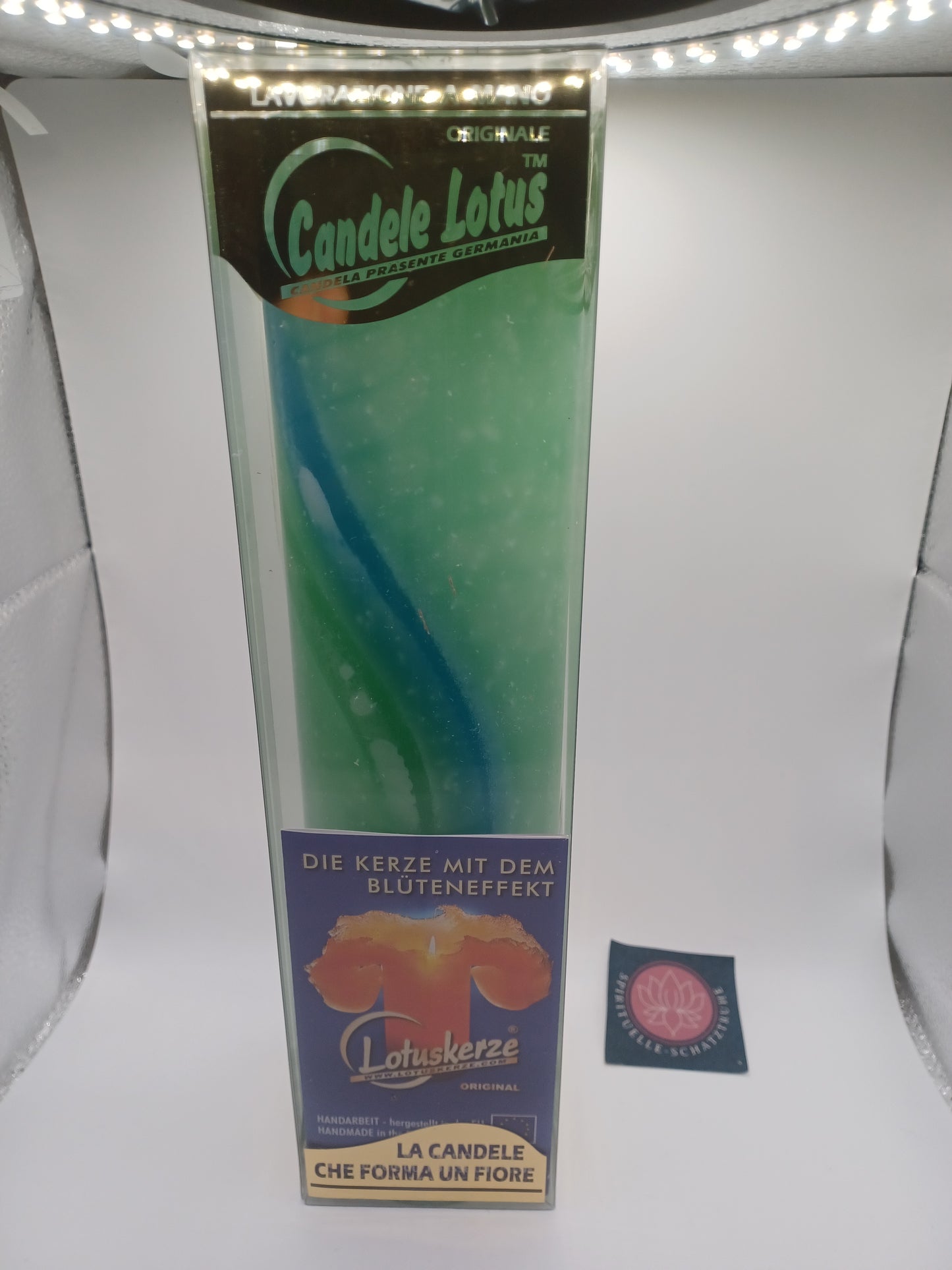 Aquarell Lotuskerze 28 cm hoch Candela Kerze