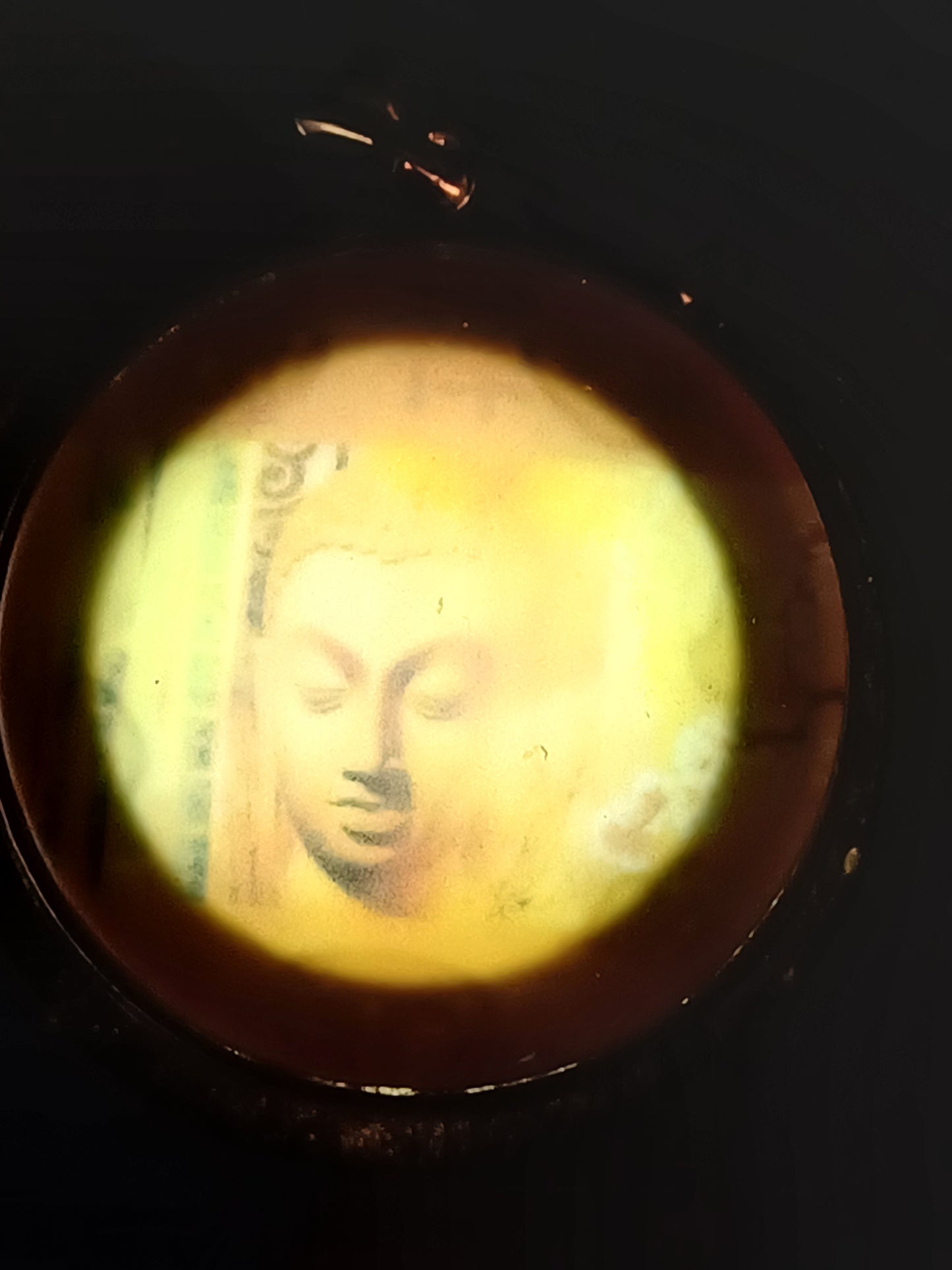 Schlüsselanhänger Buddha Glas orange 3 cm