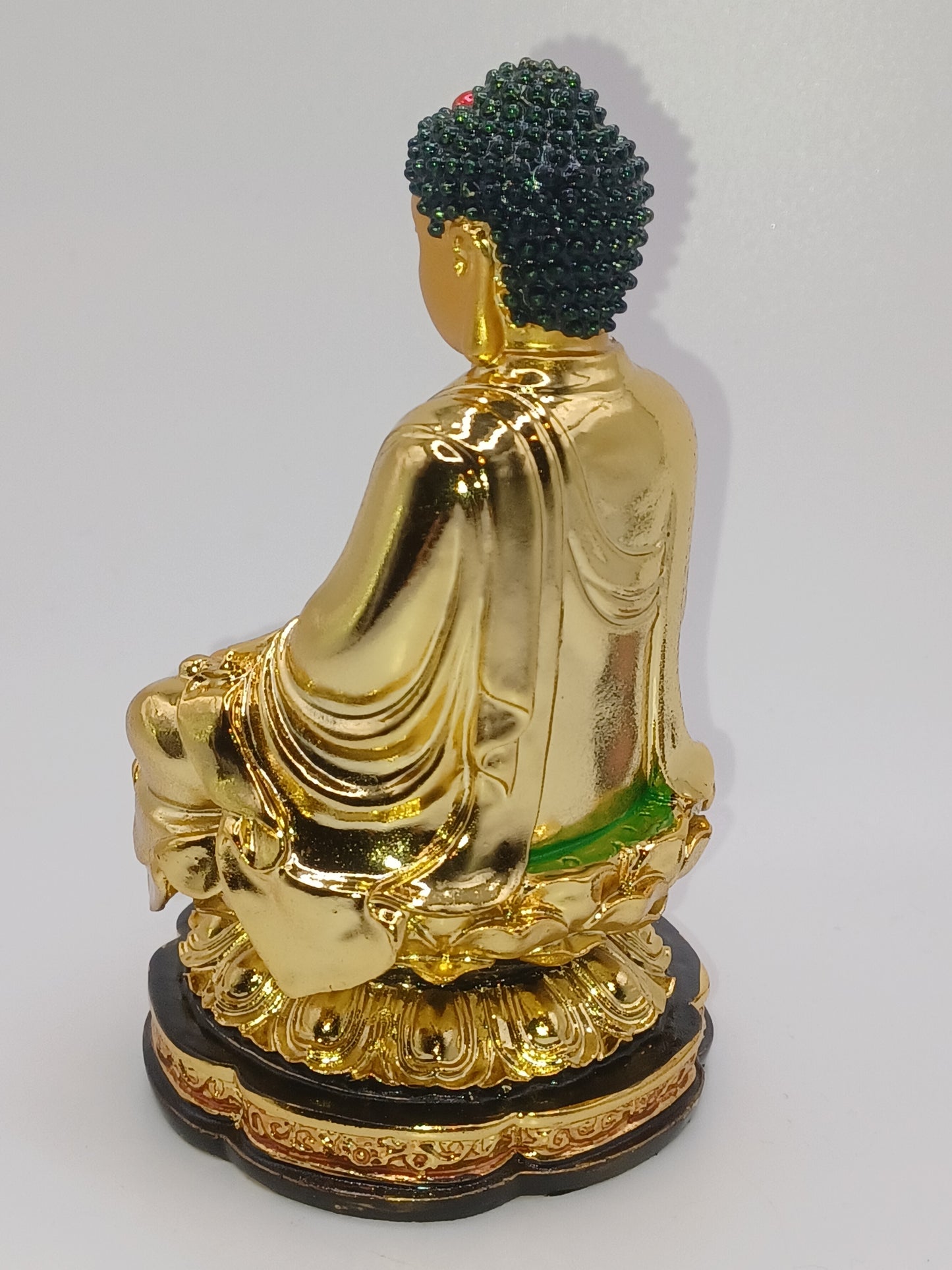 Gautama Buddha Resin goldglänzend 6,5 cm x 11,5 cm Statue Figur Skulptur