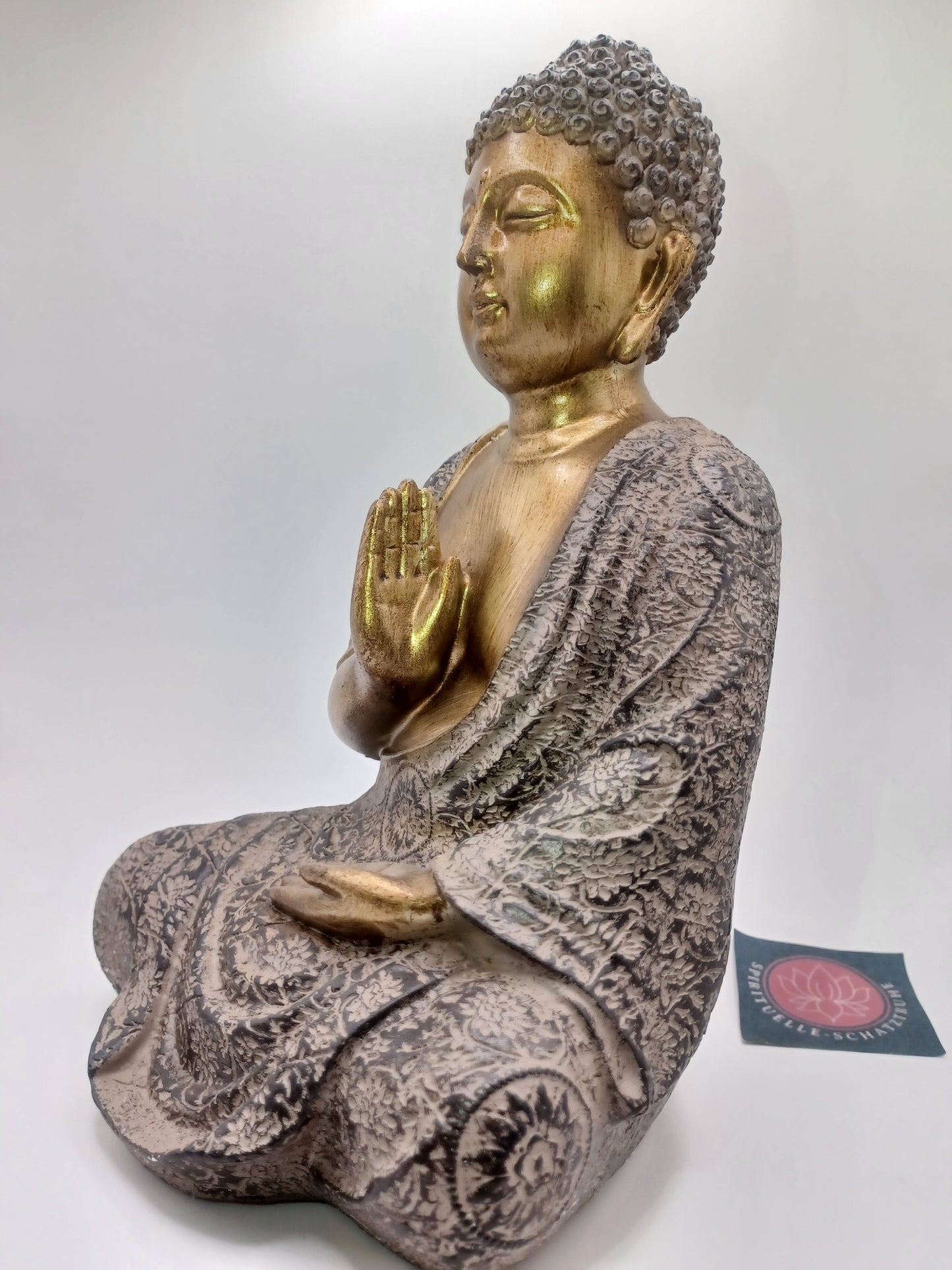 Buddha aus Poly braun gold 15 x 23 x 13 cm Figur