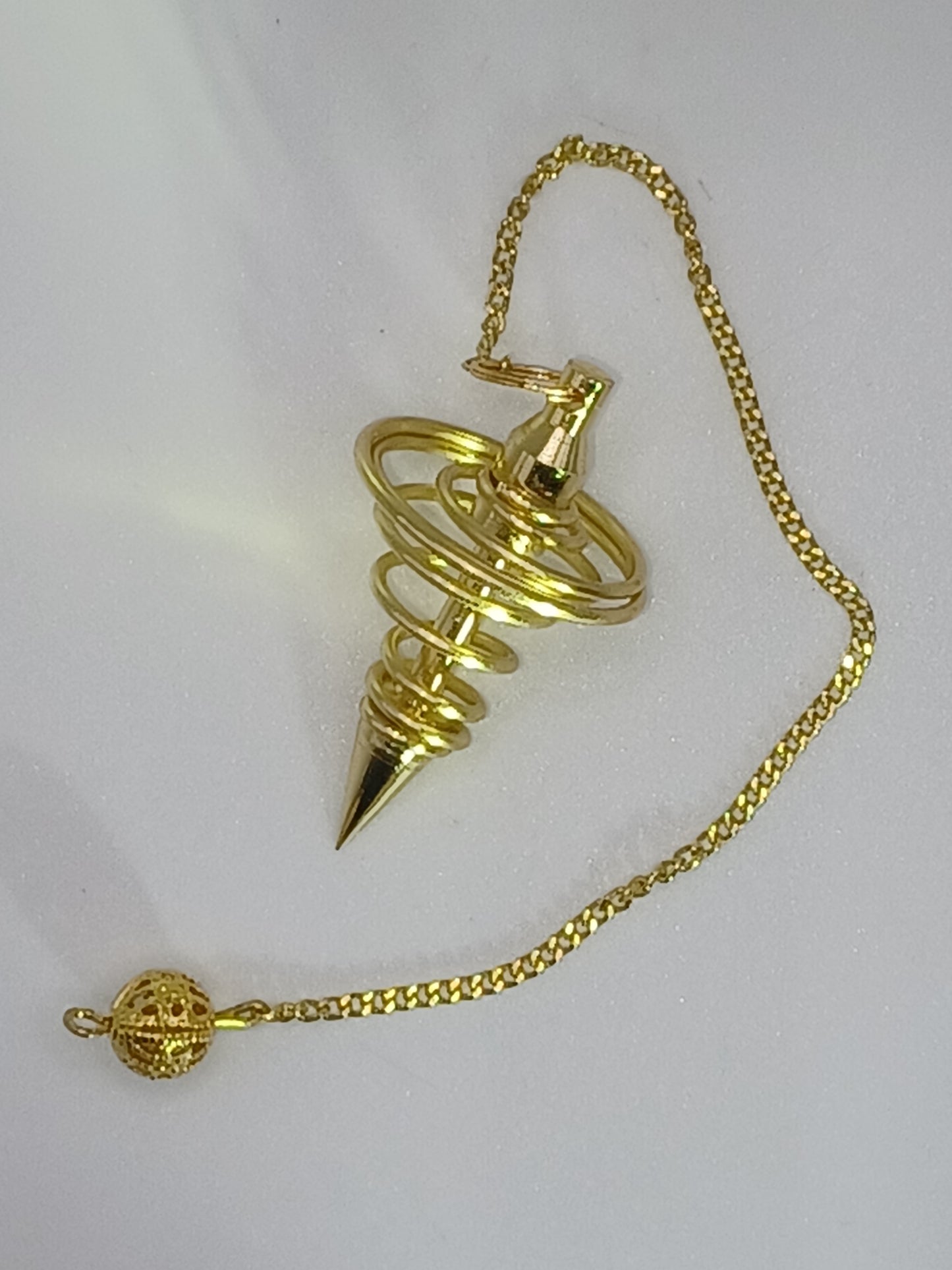 Spiralpendel vergoldet Messing mit Kette 10 g