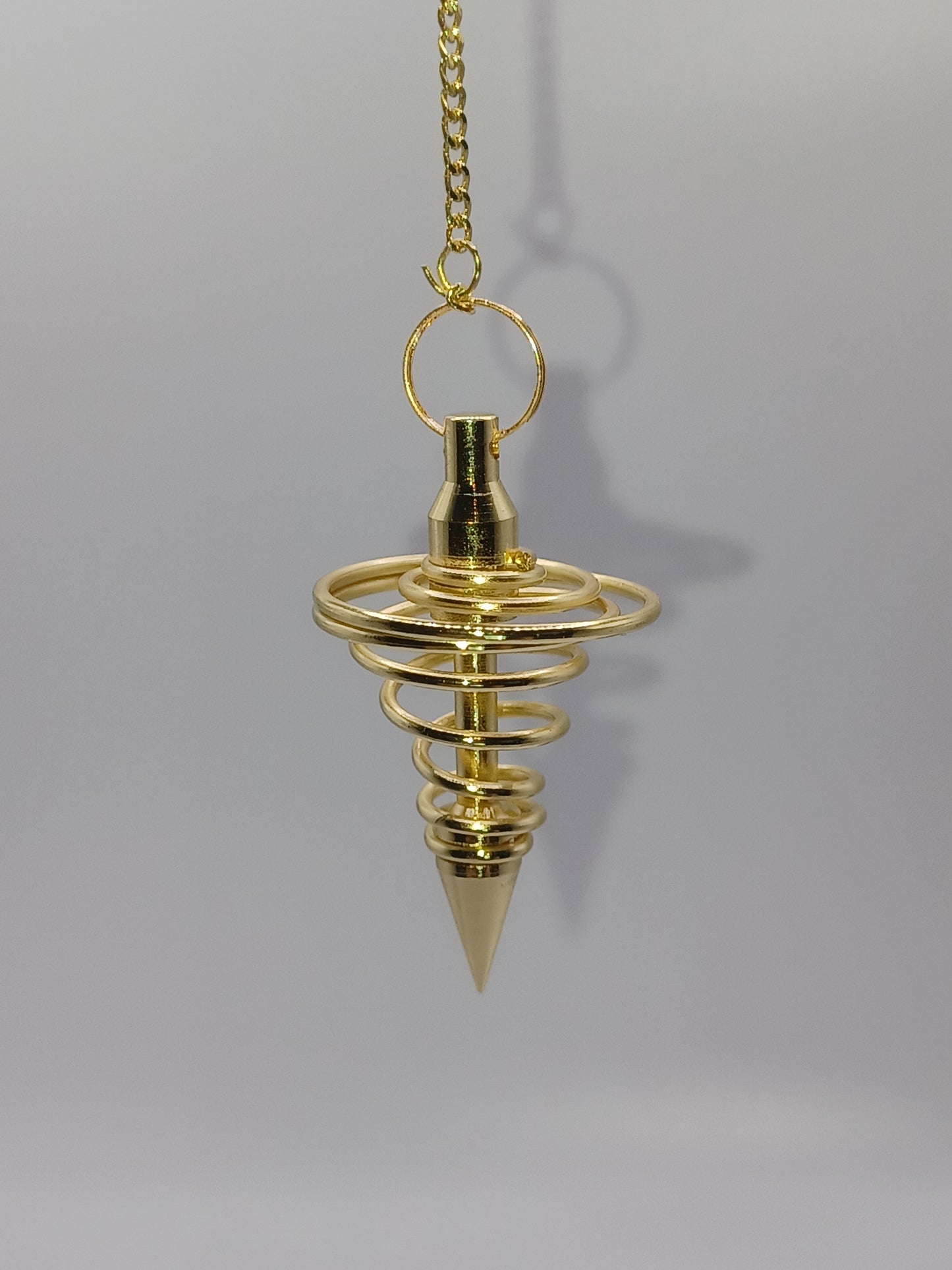 Spiralpendel vergoldet Messing mit Kette 10 g