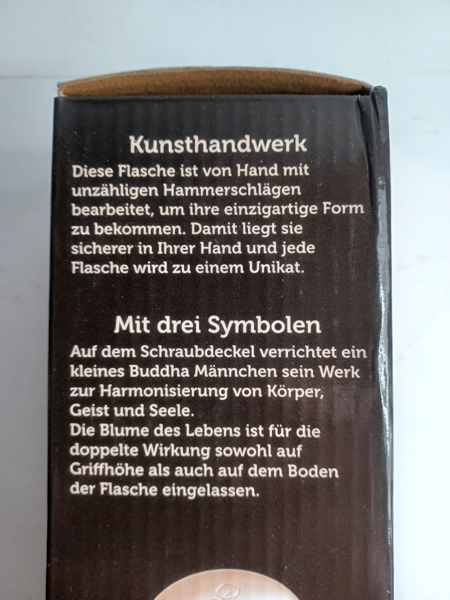 Trinkflasche Kupfer 900 ml Blume des Lebens handgehämmert Ayurveda