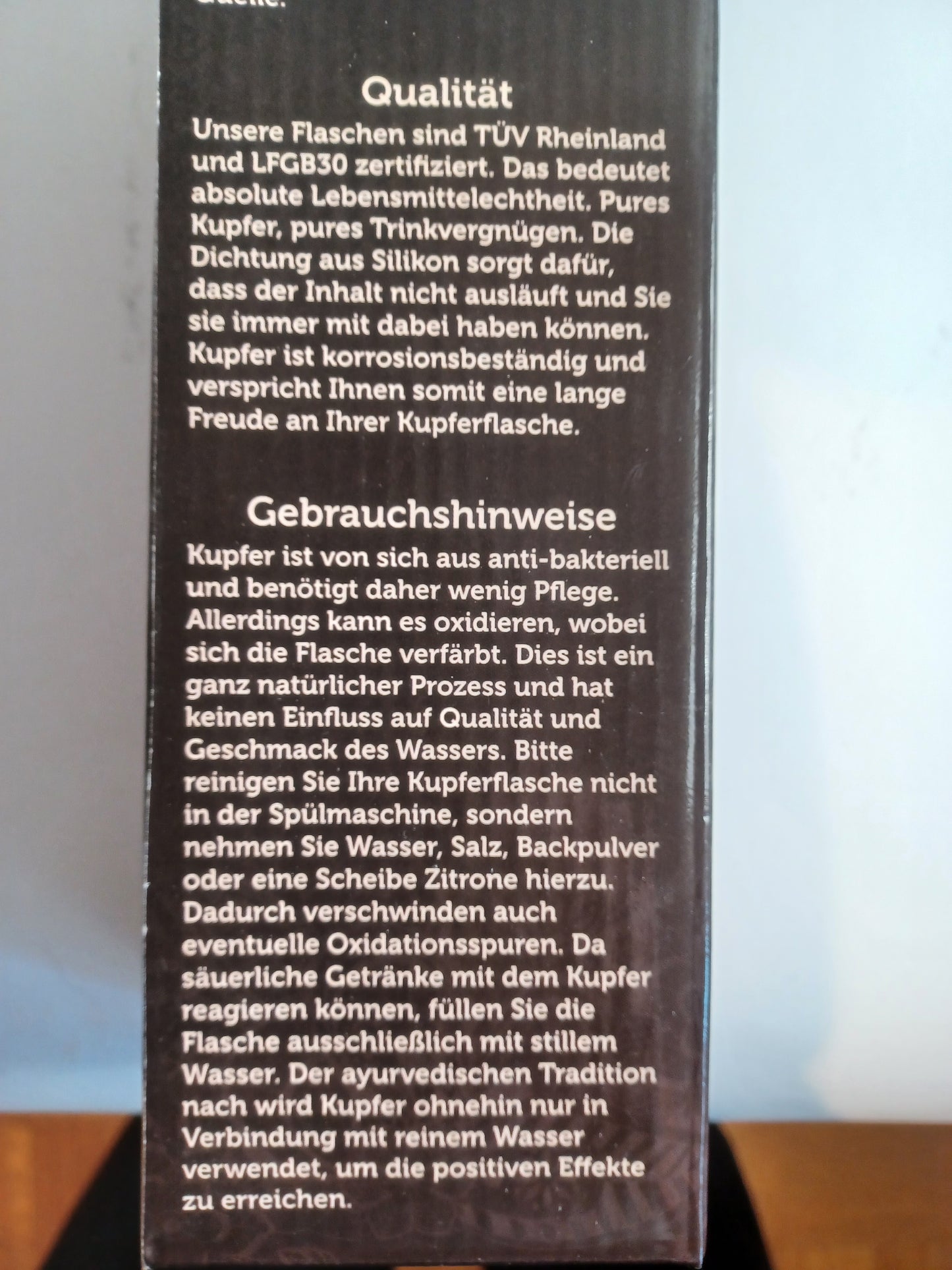 Trinkflasche Kupfer 900 ml Blume des Lebens handgehämmert Ayurveda