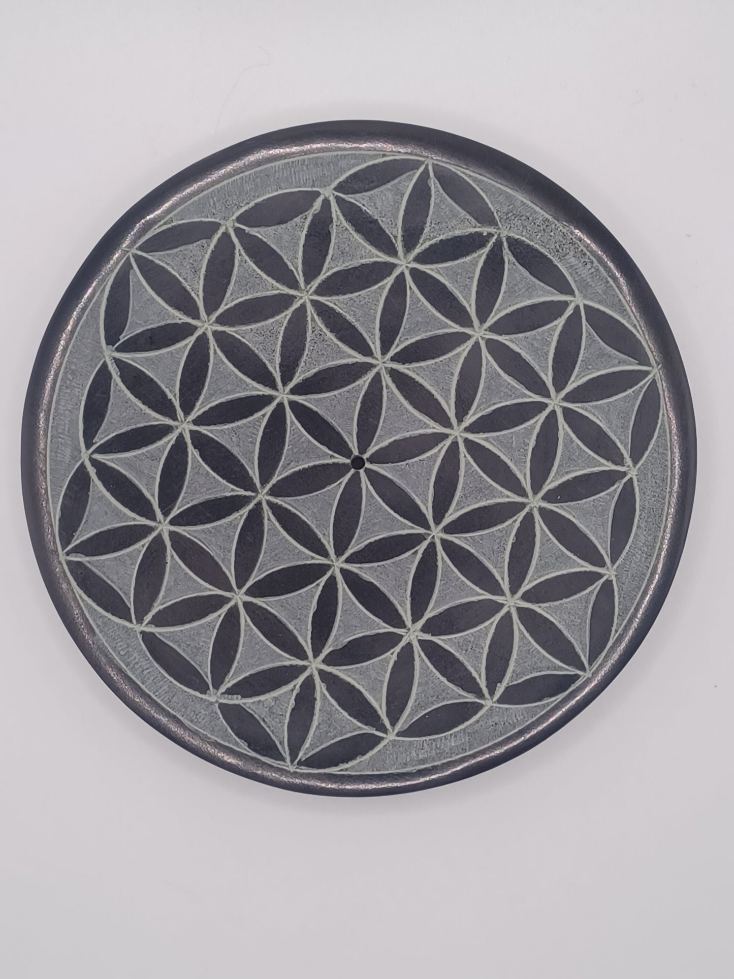 Räucherstäbchenhalter Blume des Lebens Black Stone 10 cm Feng Shui
