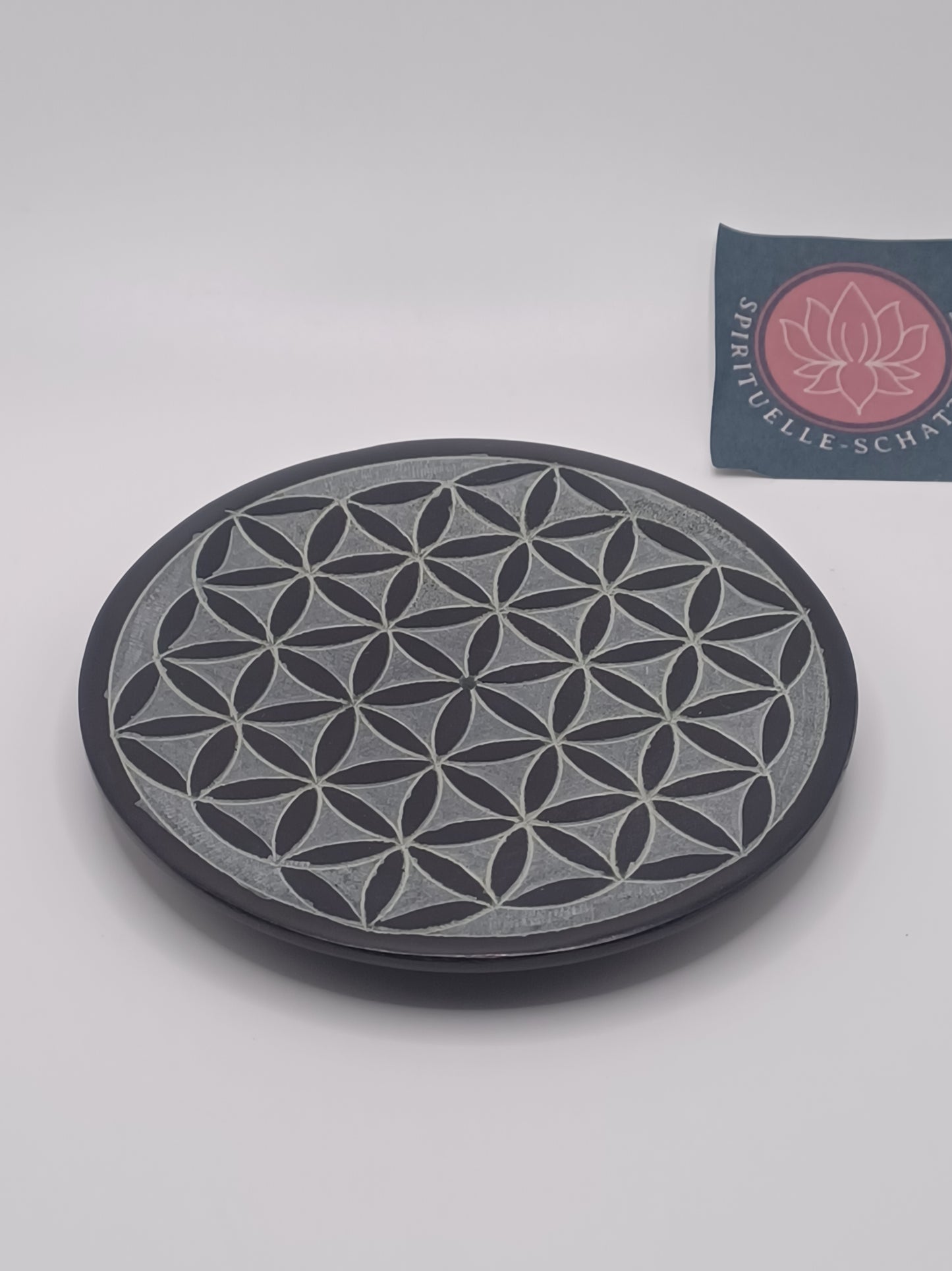 Räucherstäbchenhalter Blume des Lebens Black Stone 10 cm Feng Shui