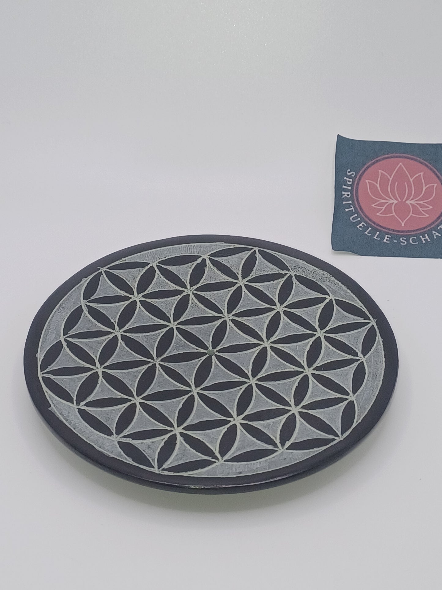 Räucherstäbchenhalter Blume des Lebens Black Stone 10 cm Feng Shui