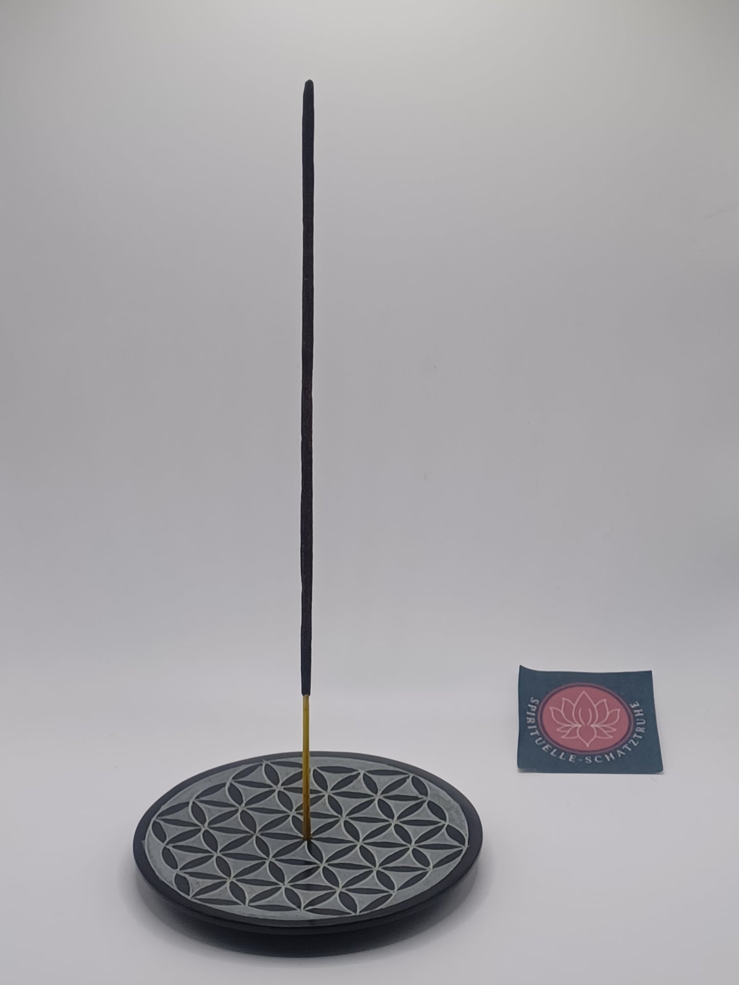 Räucherstäbchenhalter Blume des Lebens Black Stone 10 cm Feng Shui