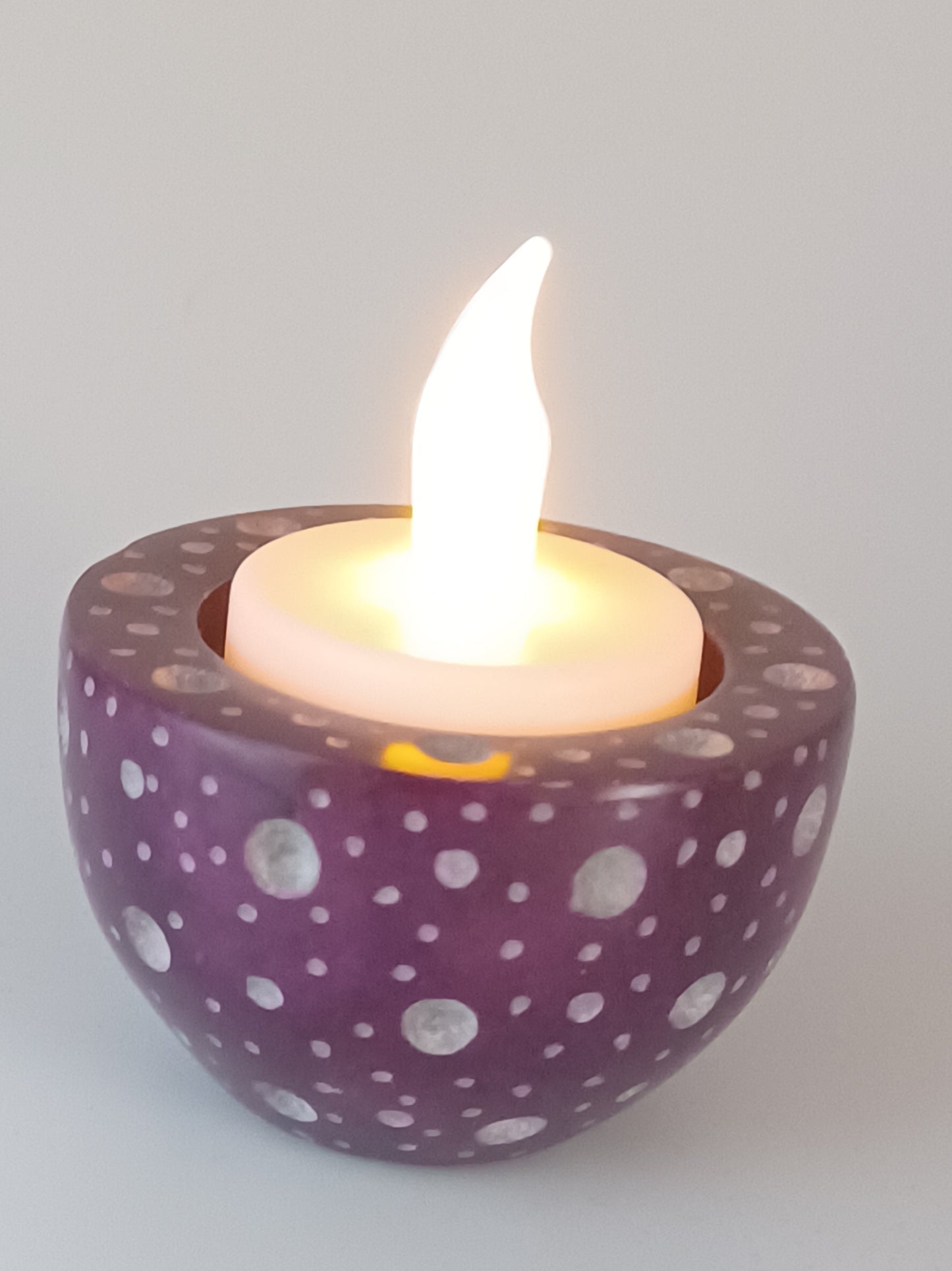 Teelichthalter Speckstein lila 6 cm