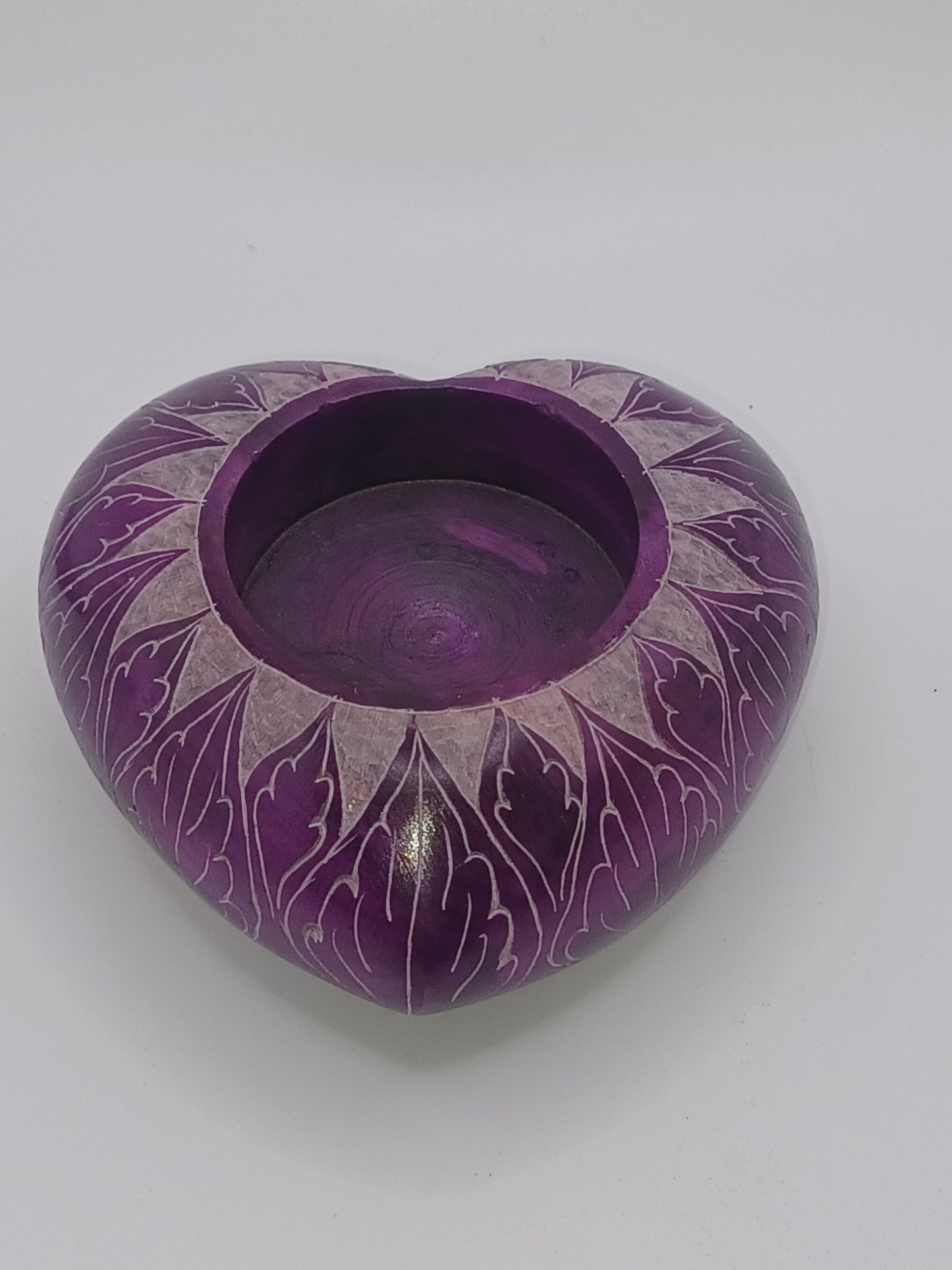 Teelichthalter Herz Speckstein lila 6 cm