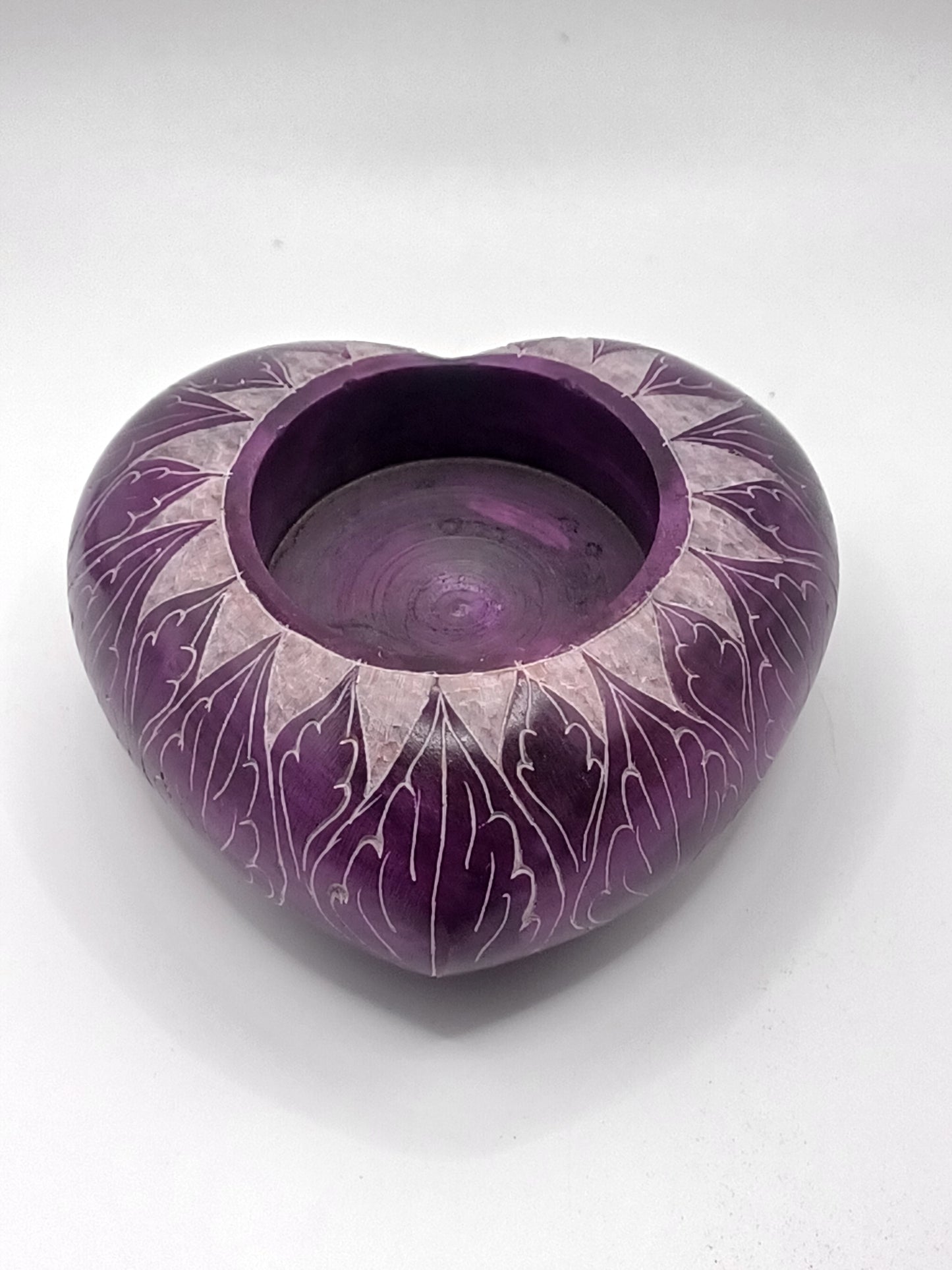 Teelichthalter Herz Speckstein lila 6 cm