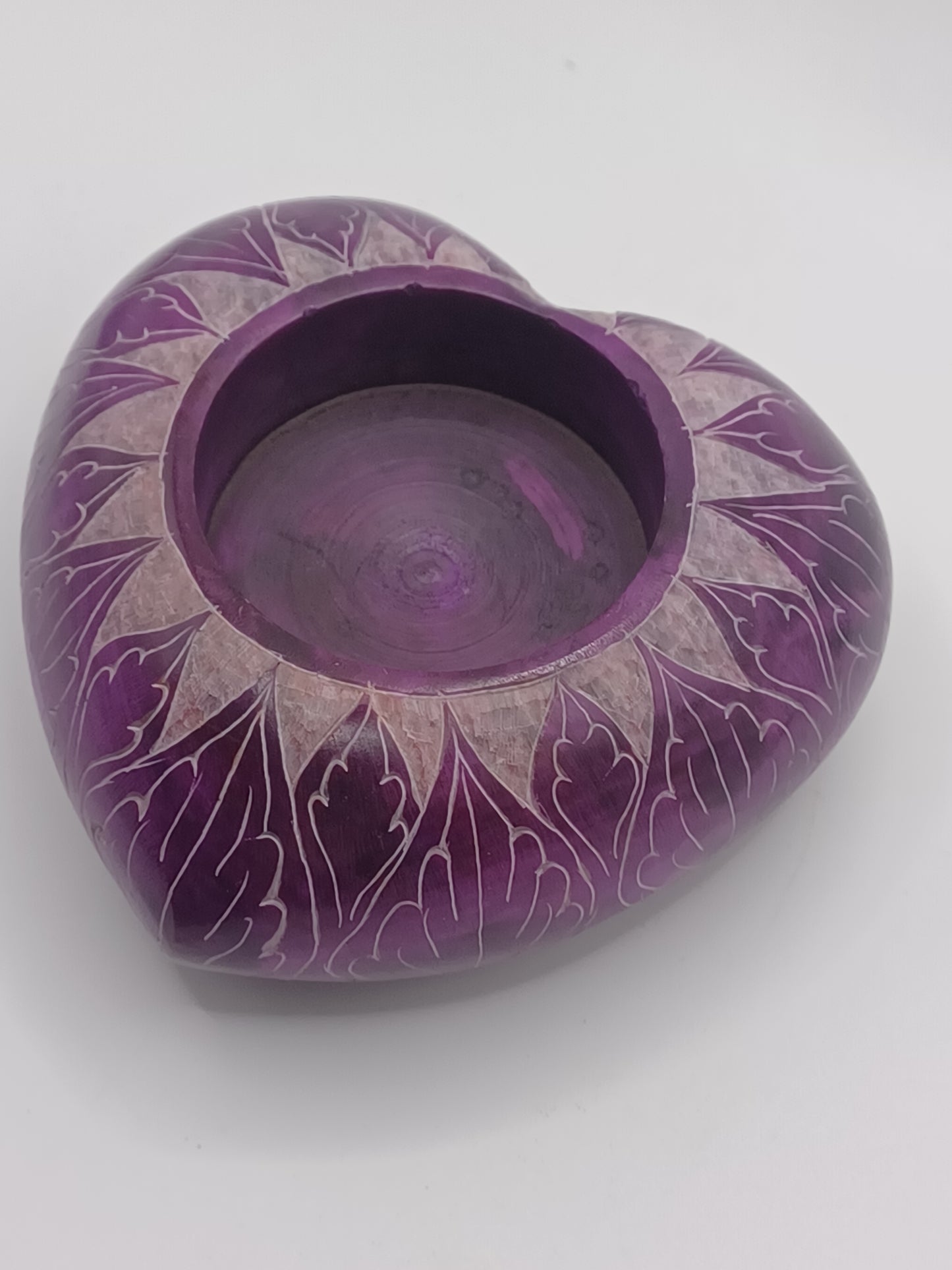 Teelichthalter Herz Speckstein lila 6 cm