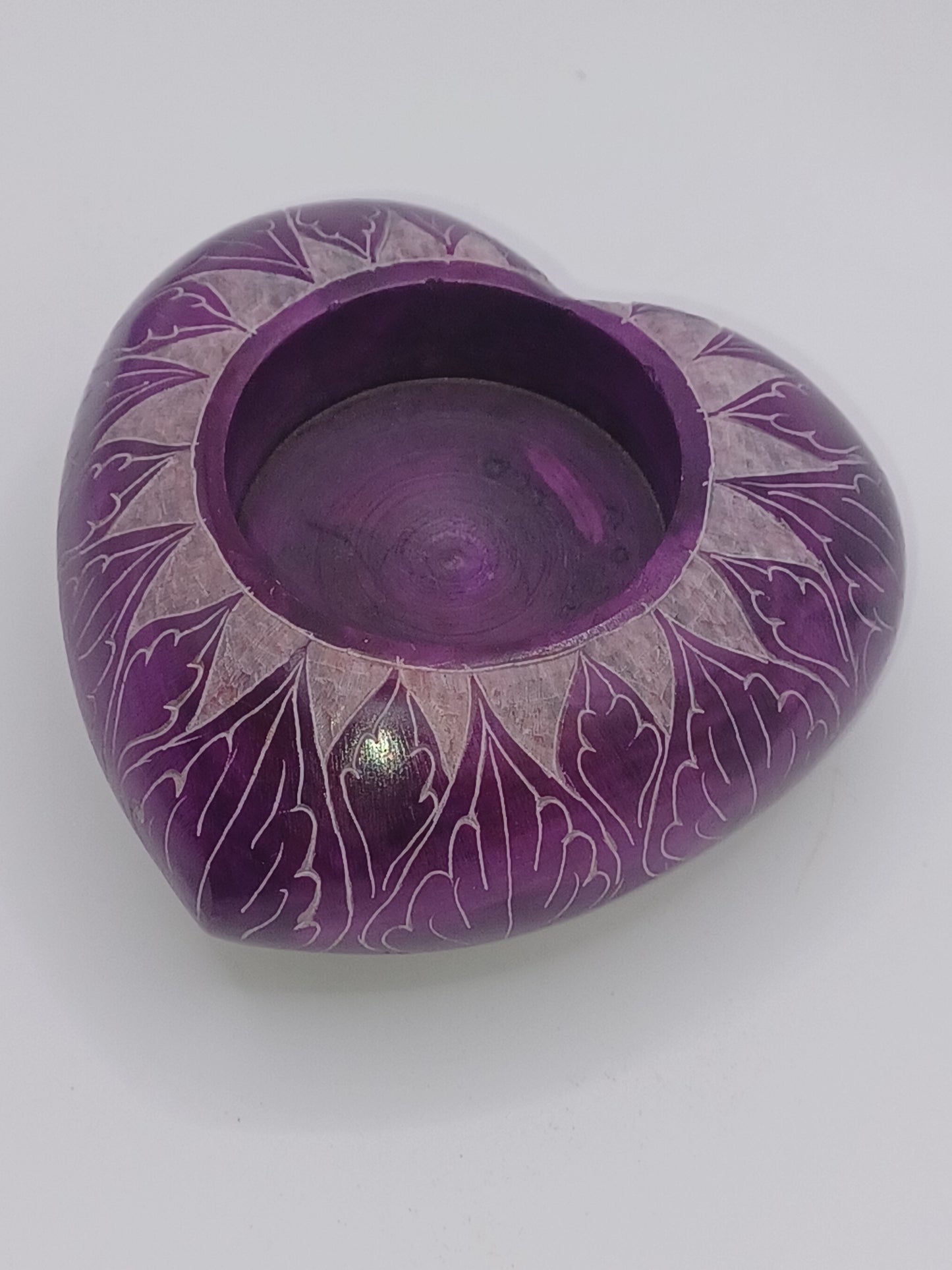 Teelichthalter Herz Speckstein lila 6 cm