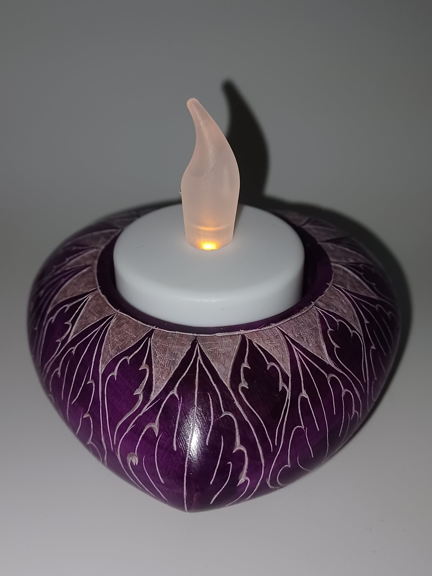 Teelichthalter Herz Speckstein lila 6 cm