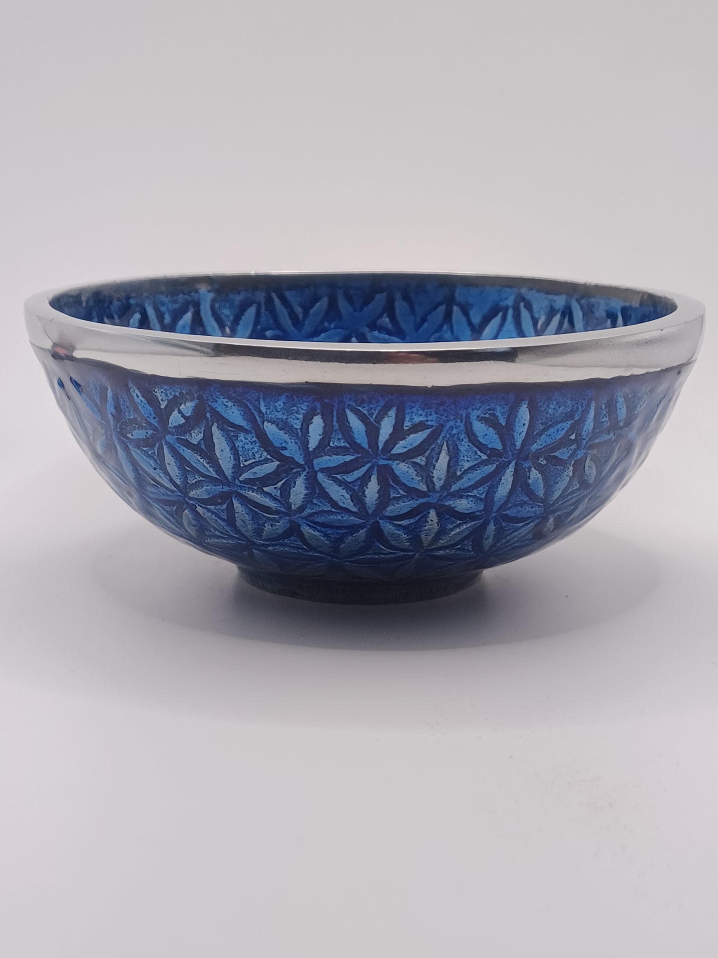 Schale Blume des Lebens Aluminum blau Durchmesser 12 cm Räucherschale