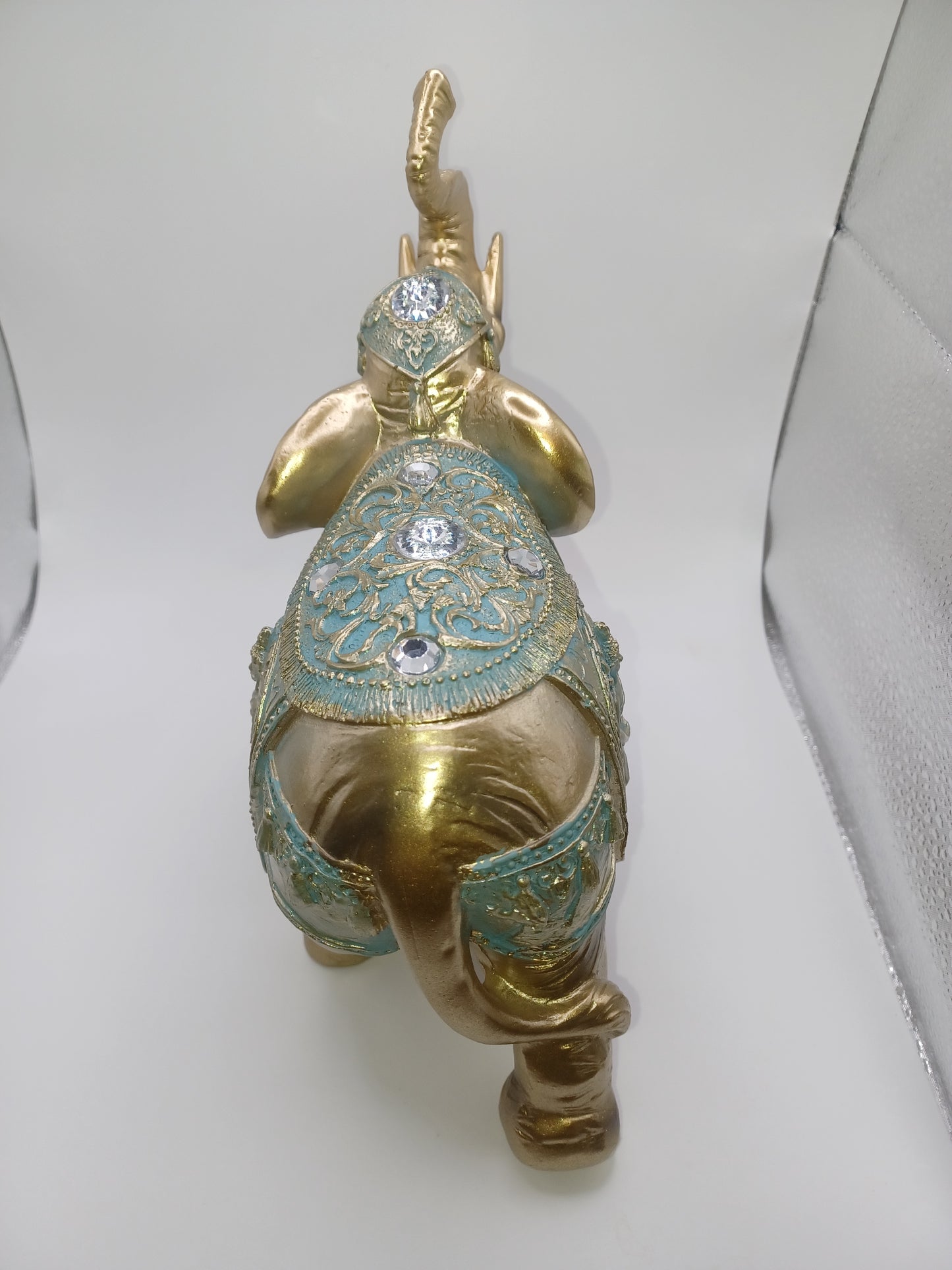 Elefant aus Poly Gold 21 x 20 x 10 cm Figur Skulptur Statue indisch Buddha