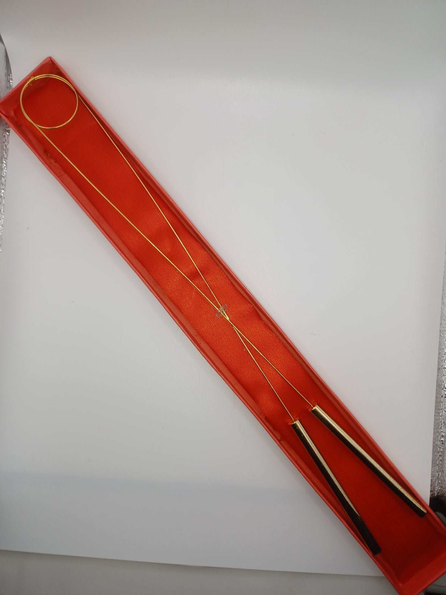 Wünschelrute aus Messing Ringrute 37 cm in roter Geschenkbox