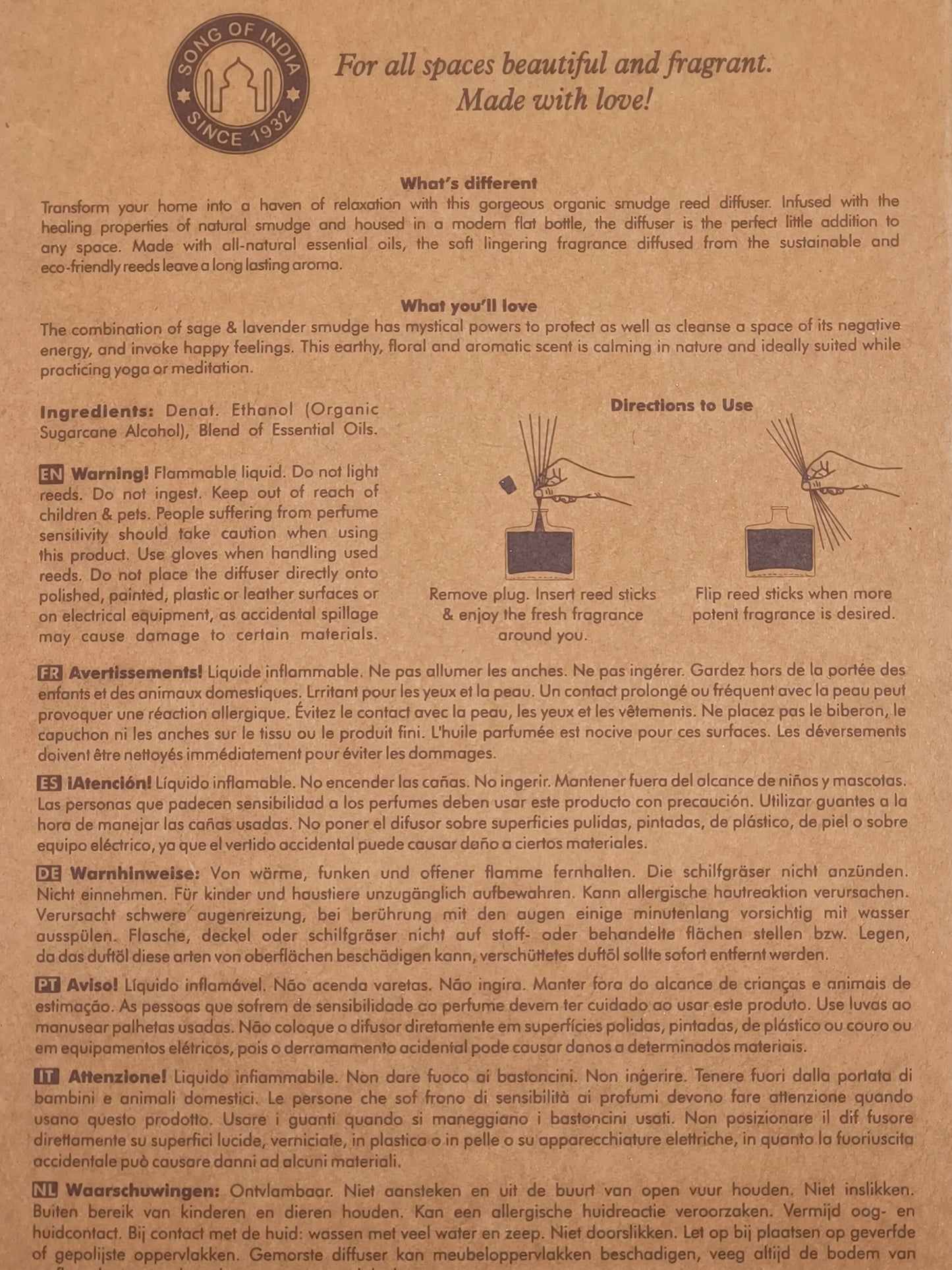 Salbei und Lavendel Organic Reed Diffuser 150 ml