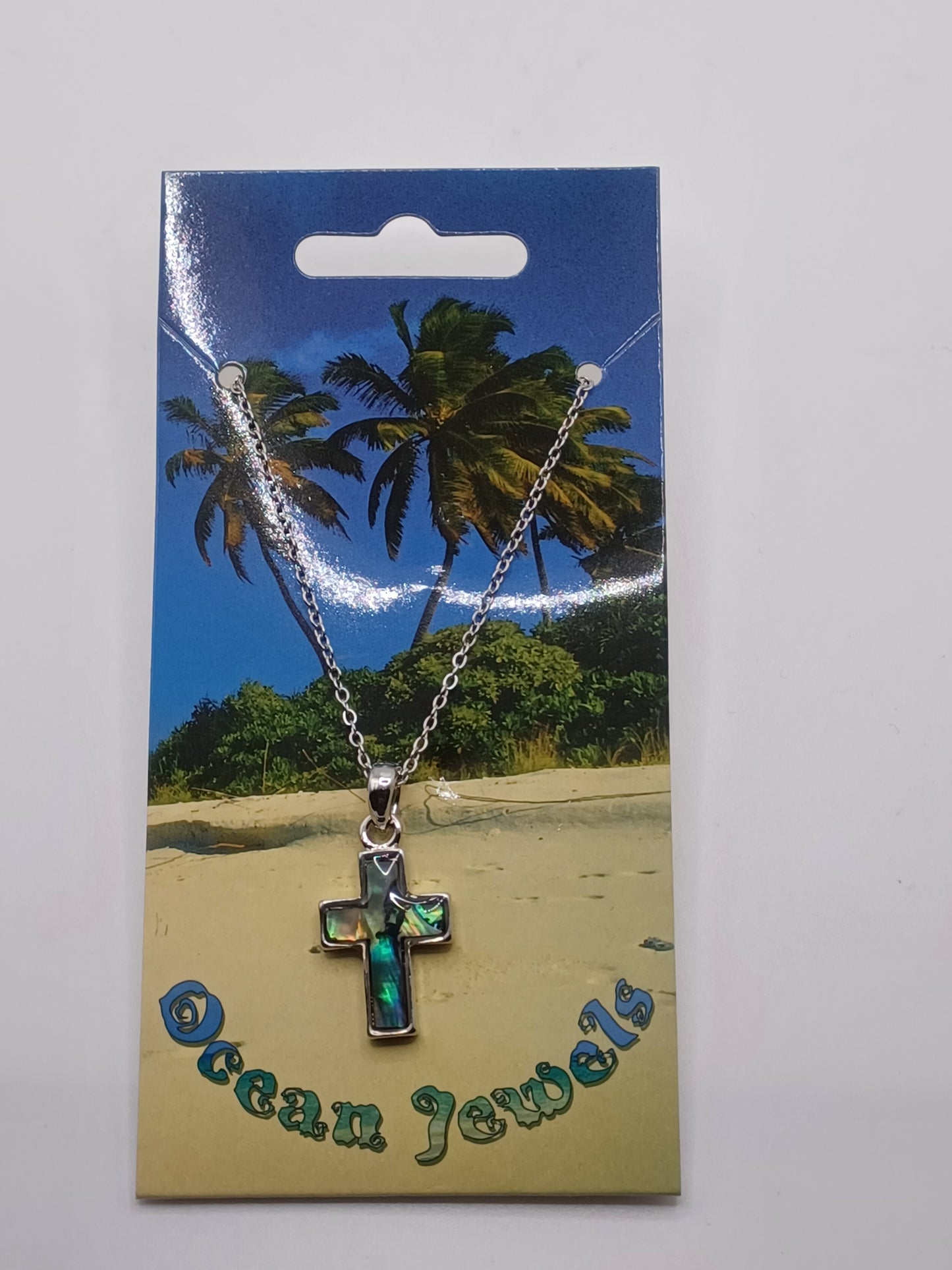 Anhänger Kreuz 2,2 cm Paua Muschel, mit Kette Ocean Jewels