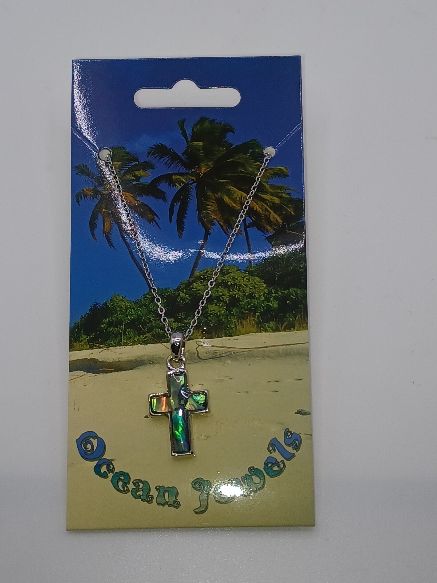 Anhänger Kreuz 2,2 cm Paua Muschel, mit Kette Ocean Jewels