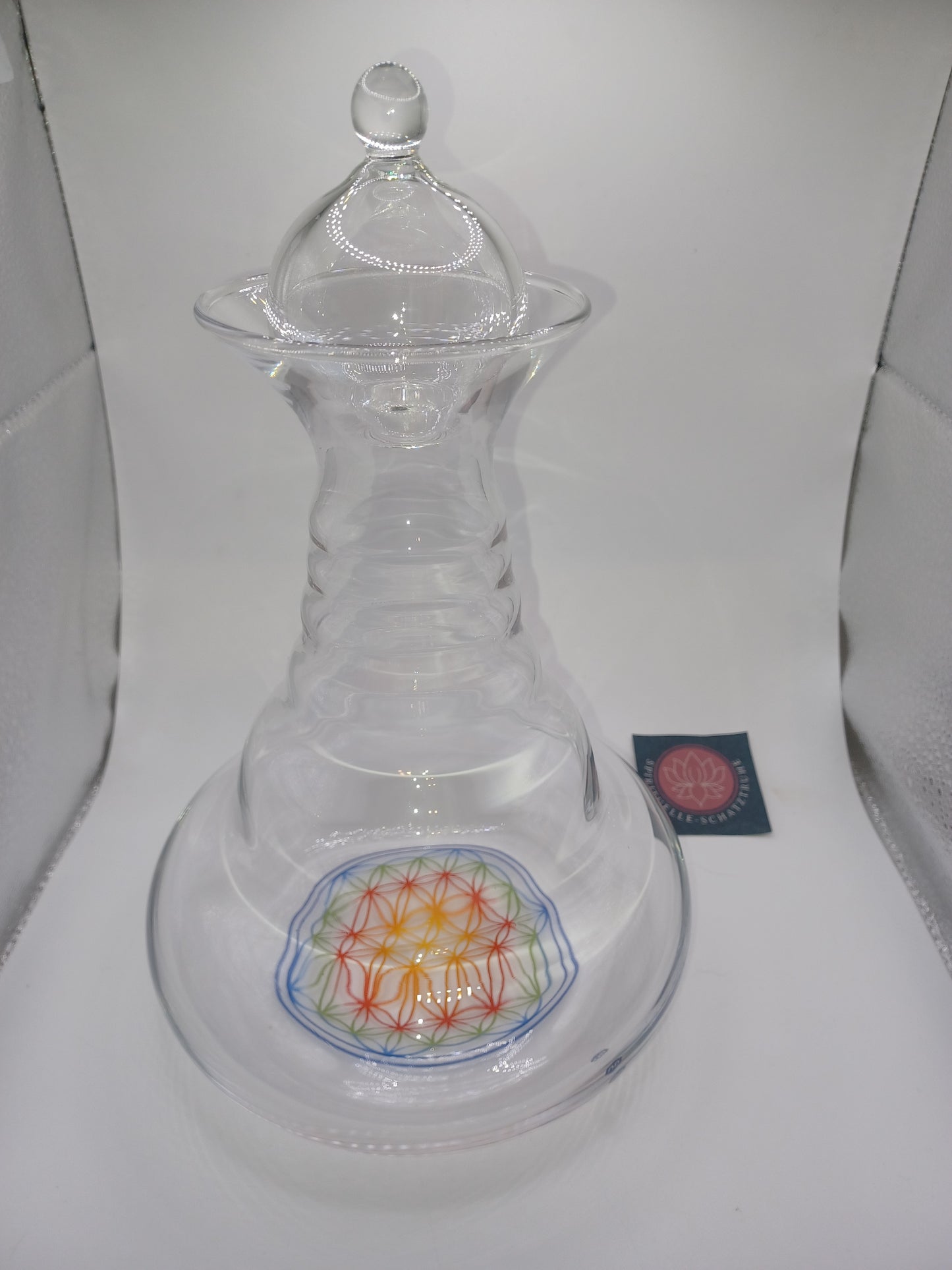 Happy Alladin Vitalkaraffe mit Stöpsel Bunte Blume des Lebens 1,3 Liter