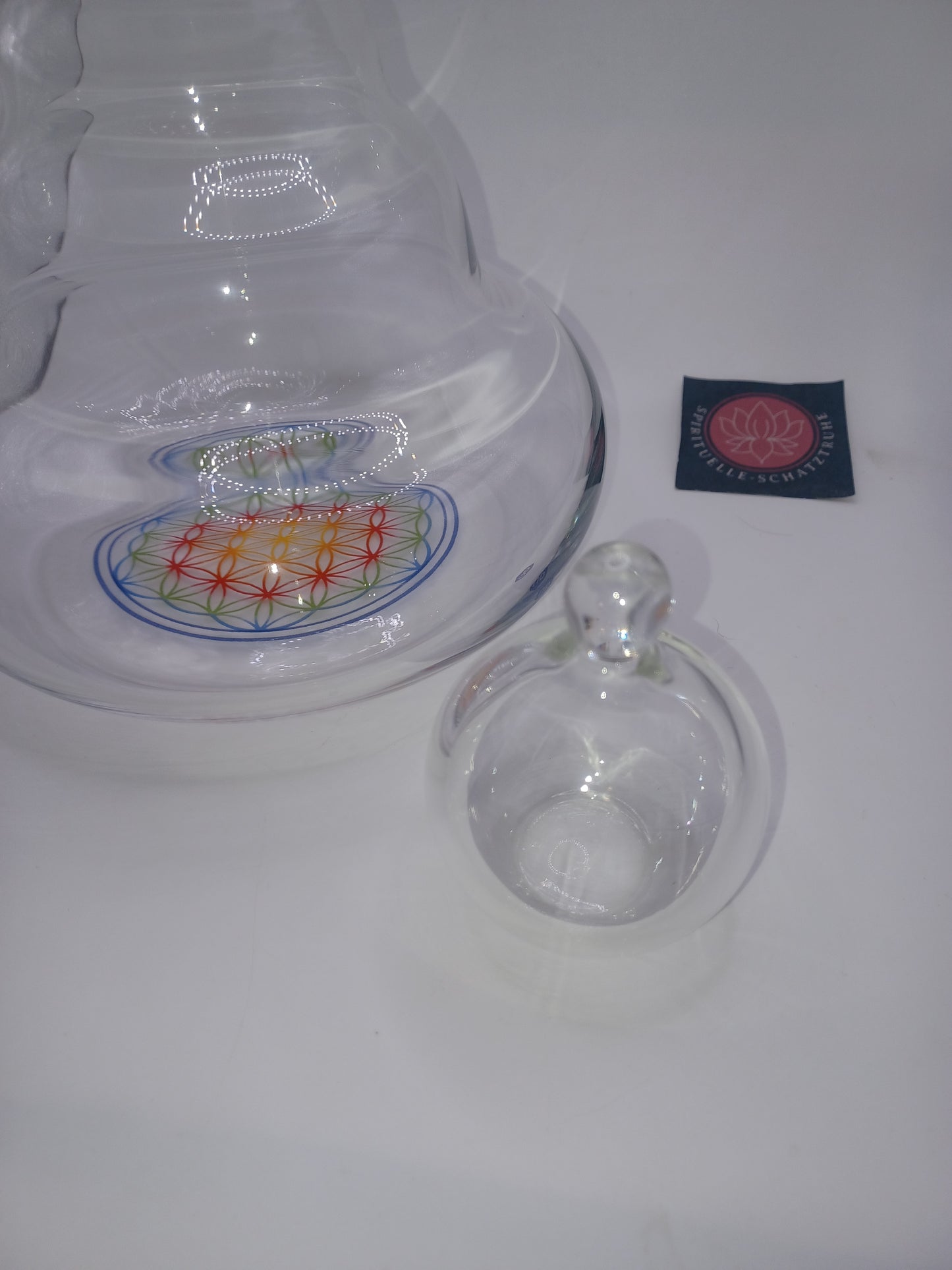 Happy Alladin Vitalkaraffe mit Stöpsel Bunte Blume des Lebens 1,3 Liter
