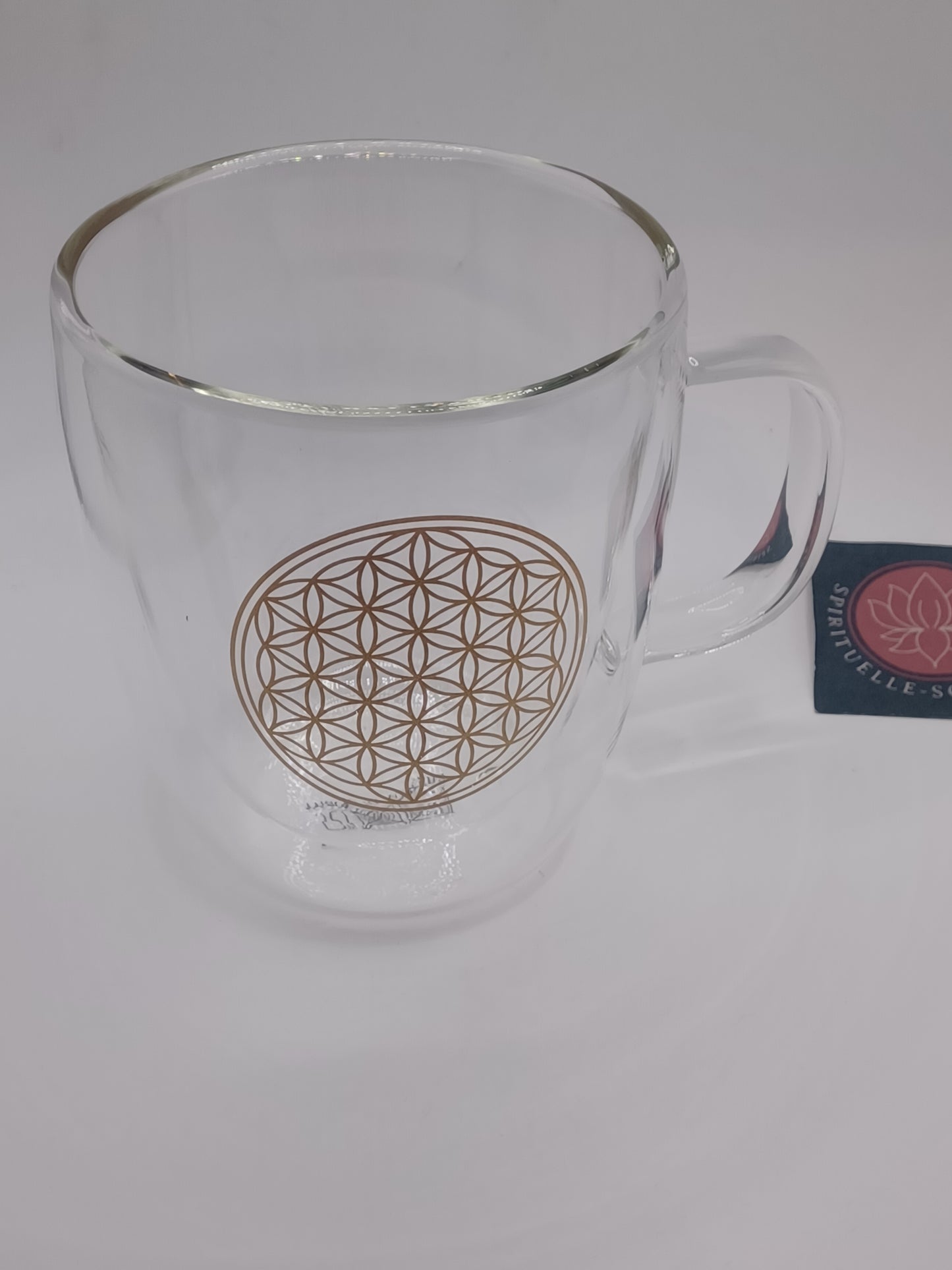 Teeglas doppelwandig Blume des Lebens 400 ml Teeglas